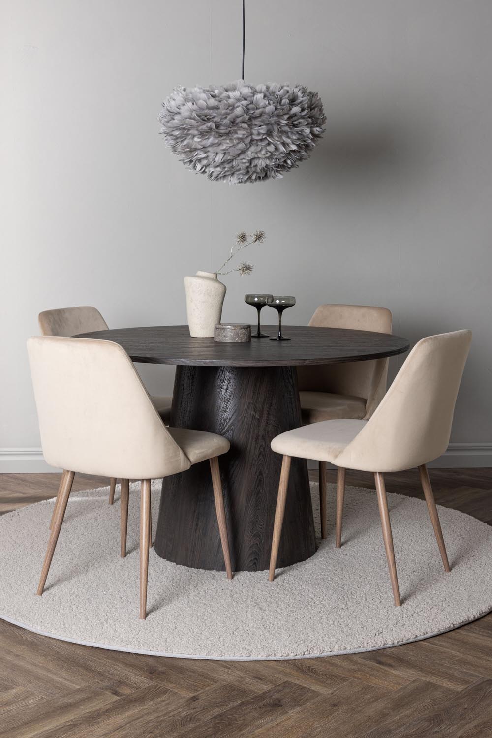 Lanzo Esszimmerset + Night ⌀120cm/4St. in Braun / Walnuss präsentiert im Onlineshop von KAQTU Design AG. Esszimmerset ist von Venture Home