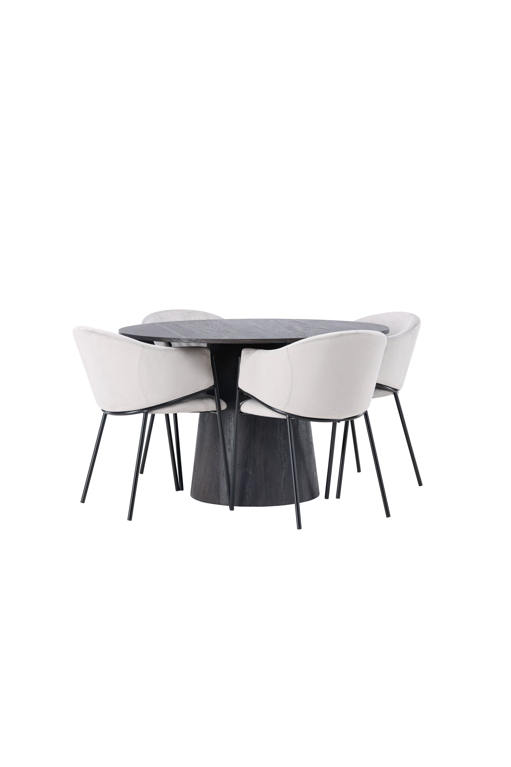 Lanzo Esszimmerset + Evelina ⌀120cm/4St. in Schwarzgrau präsentiert im Onlineshop von KAQTU Design AG. Esszimmerset ist von Venture Home