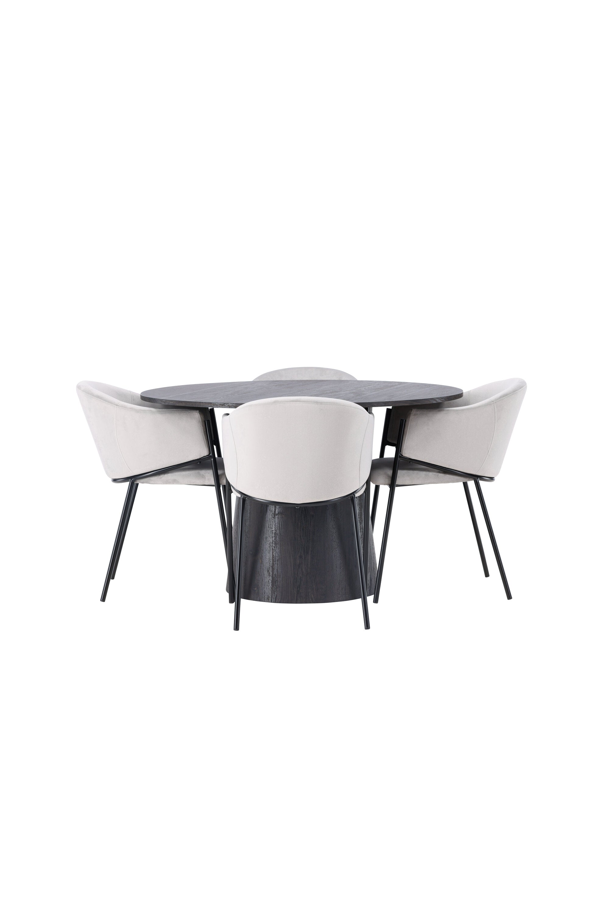 Lanzo Esszimmerset + Evelina ⌀120cm/4St. in Schwarzgrau präsentiert im Onlineshop von KAQTU Design AG. Esszimmerset ist von Venture Home