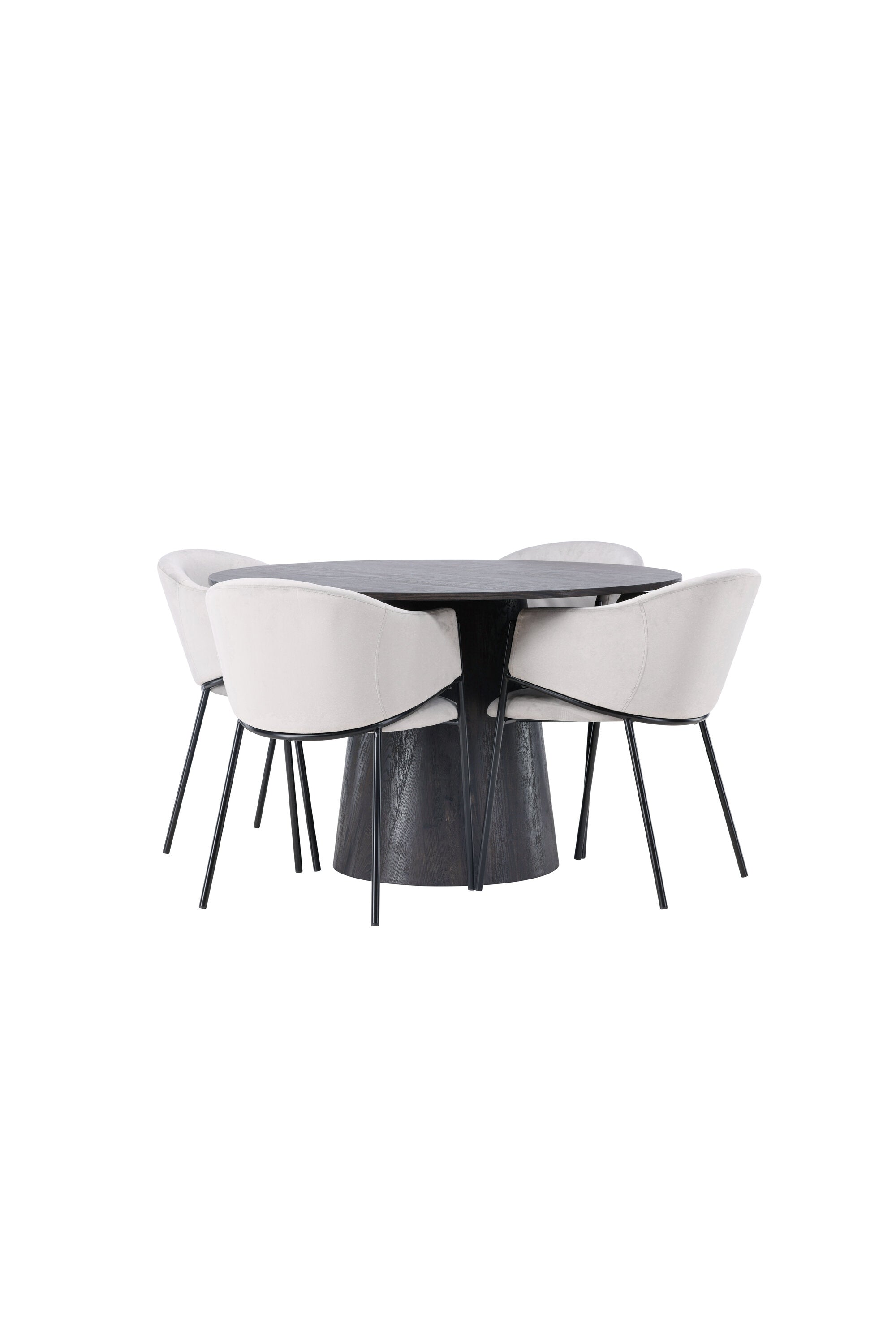 Lanzo Esszimmerset + Evelina ⌀120cm/4St. in Schwarzgrau präsentiert im Onlineshop von KAQTU Design AG. Esszimmerset ist von Venture Home