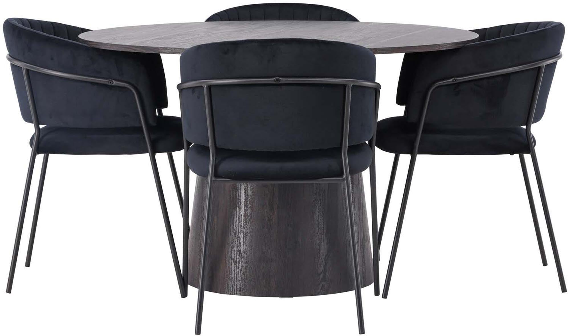 Entdecken Sie das stilvolle Lanzo Esszimmerset + Selma ⌀120cm/4St. von Venture Home – eleganter Esstisch und komfortable Stühle für Ihr Esszimmer.