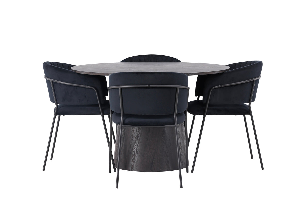 Lanzo Esszimmerset + Selma ⌀120cm/4St. in Braun / Schwarz präsentiert im Onlineshop von KAQTU Design AG. Esszimmerset ist von Venture Home