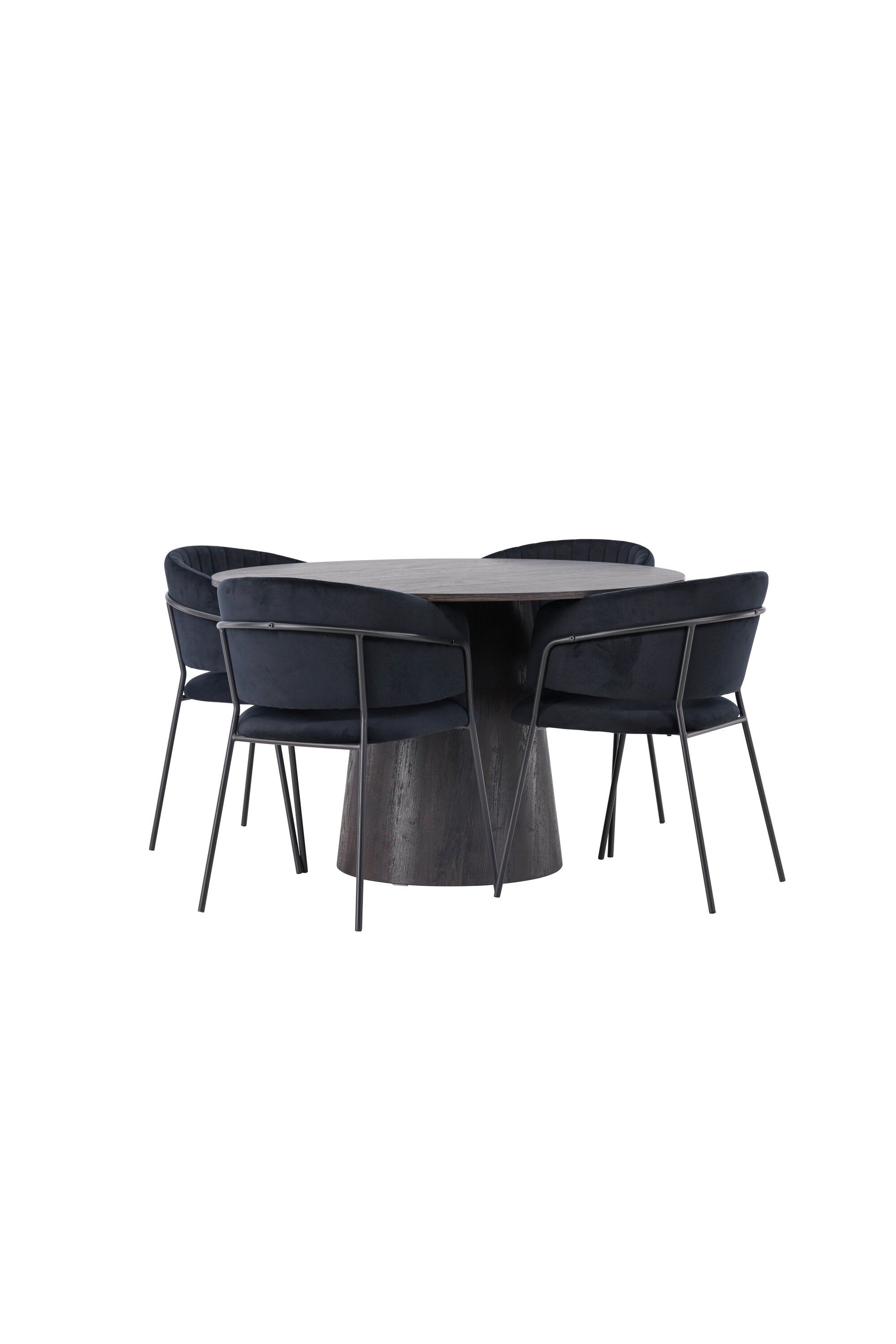 Lanzo Esszimmerset + Selma ⌀120cm/4St. in Braun / Schwarz präsentiert im Onlineshop von KAQTU Design AG. Esszimmerset ist von Venture Home