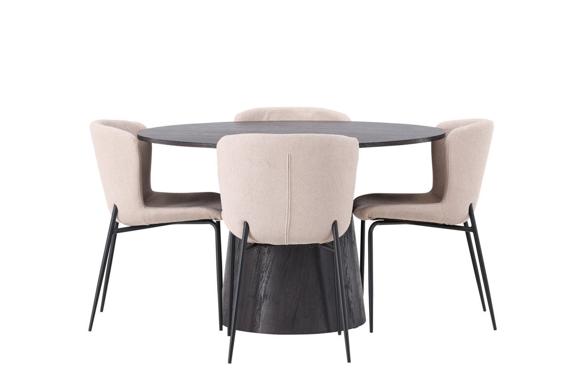 Lanzo Esszimmerset + Modesto ⌀120cm/4St. in Braun / Beige / Schwarz präsentiert im Onlineshop von KAQTU Design AG. Esszimmerset ist von Venture Home