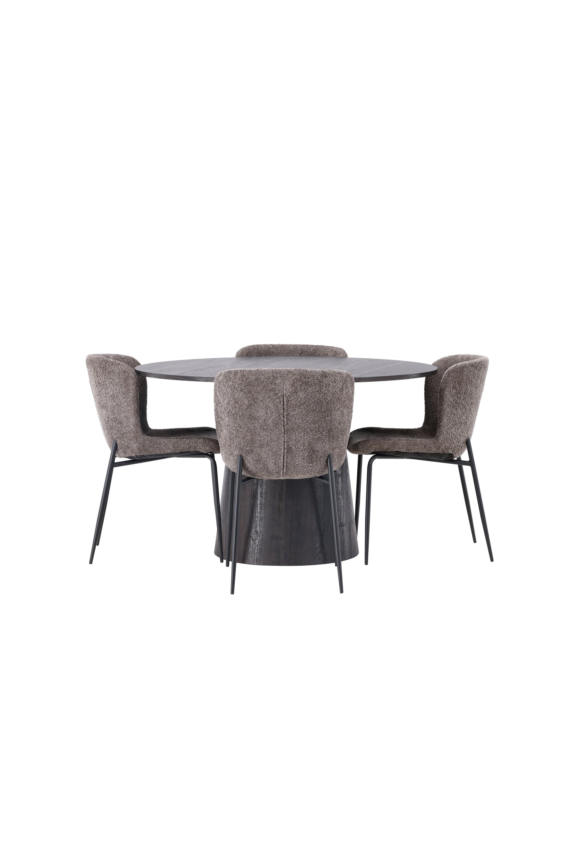 Lanzo Esszimmerset + Modesto ⌀120cm/4St. in Braun / Schwarz / Dunkelgrau präsentiert im Onlineshop von KAQTU Design AG. Esszimmerset ist von Venture Home