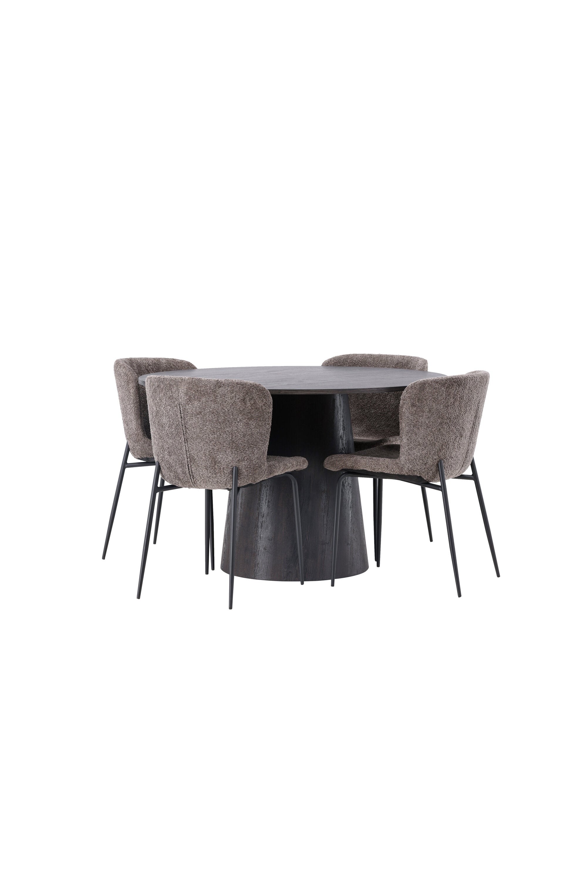 Lanzo Esszimmerset + Modesto ⌀120cm/4St. in Braun / Schwarz / Dunkelgrau präsentiert im Onlineshop von KAQTU Design AG. Esszimmerset ist von Venture Home