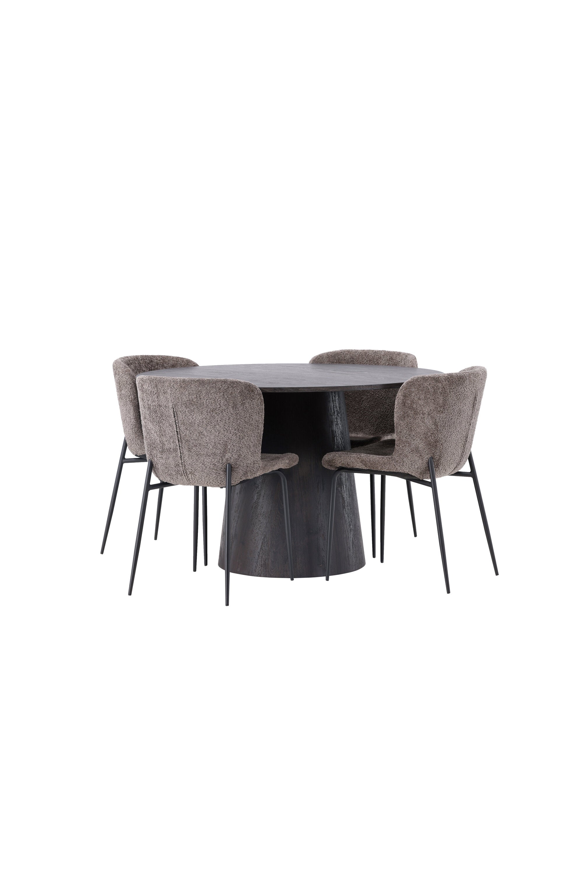 Lanzo Esszimmerset + Modesto ⌀120cm/4St. in Braun / Schwarz / Dunkelgrau präsentiert im Onlineshop von KAQTU Design AG. Esszimmerset ist von Venture Home