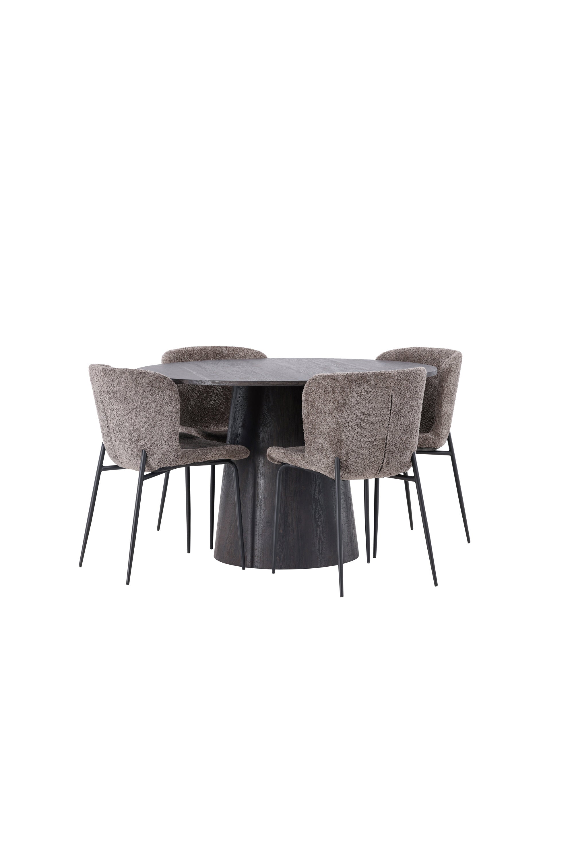 Lanzo Esszimmerset + Modesto ⌀120cm/4St. in Braun / Schwarz / Dunkelgrau präsentiert im Onlineshop von KAQTU Design AG. Esszimmerset ist von Venture Home