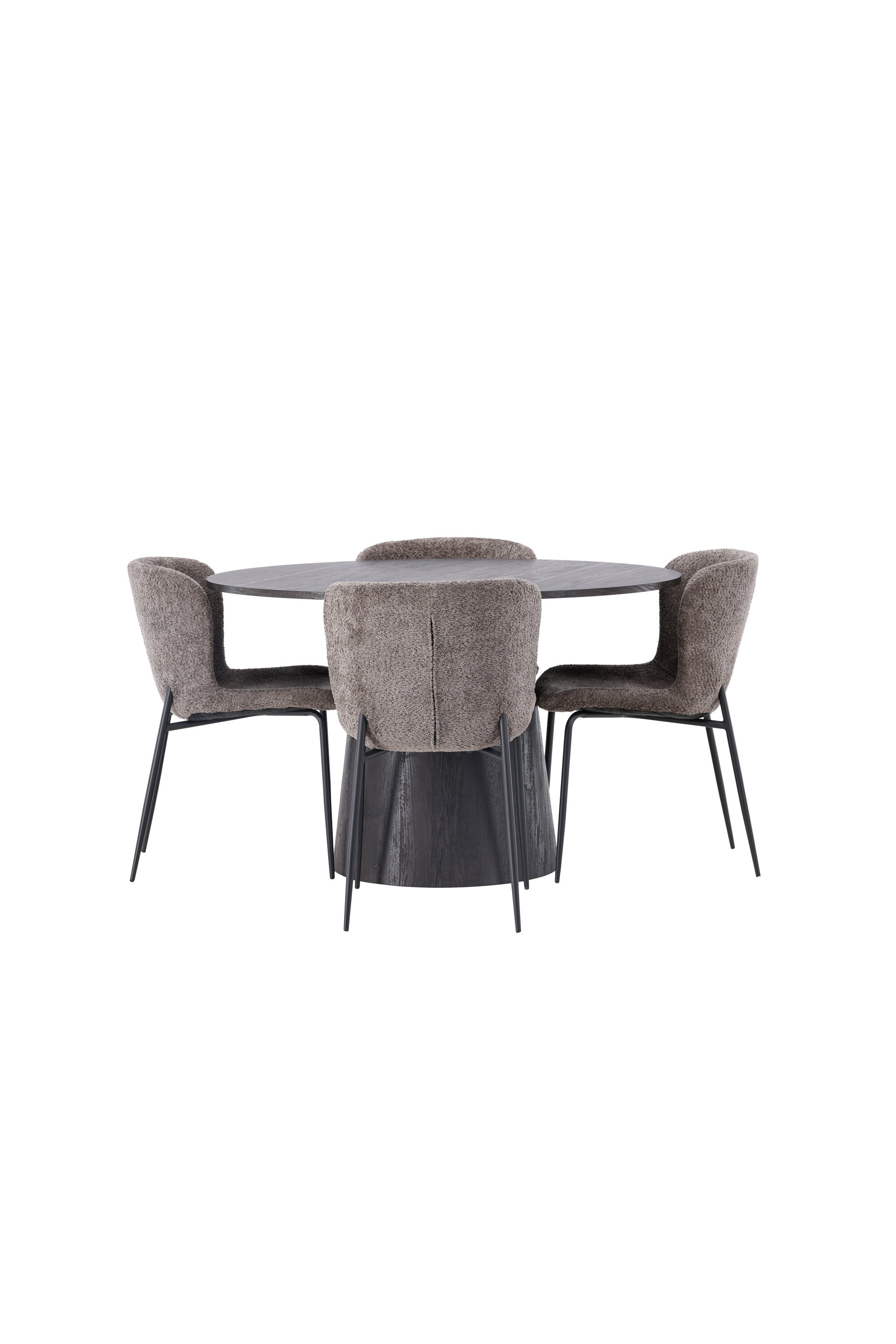Lanzo Esszimmerset + Modesto ⌀120cm/4St. in Braun / Schwarz / Dunkelgrau präsentiert im Onlineshop von KAQTU Design AG. Esszimmerset ist von Venture Home