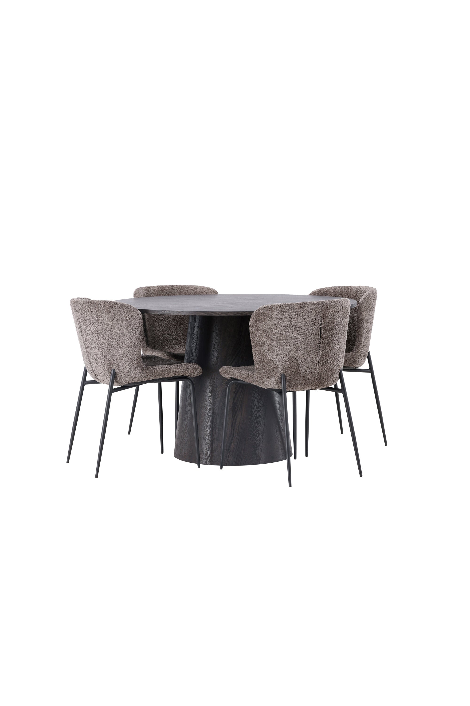 Lanzo Esszimmerset + Modesto ⌀120cm/4St. in Braun / Schwarz / Dunkelgrau präsentiert im Onlineshop von KAQTU Design AG. Esszimmerset ist von Venture Home