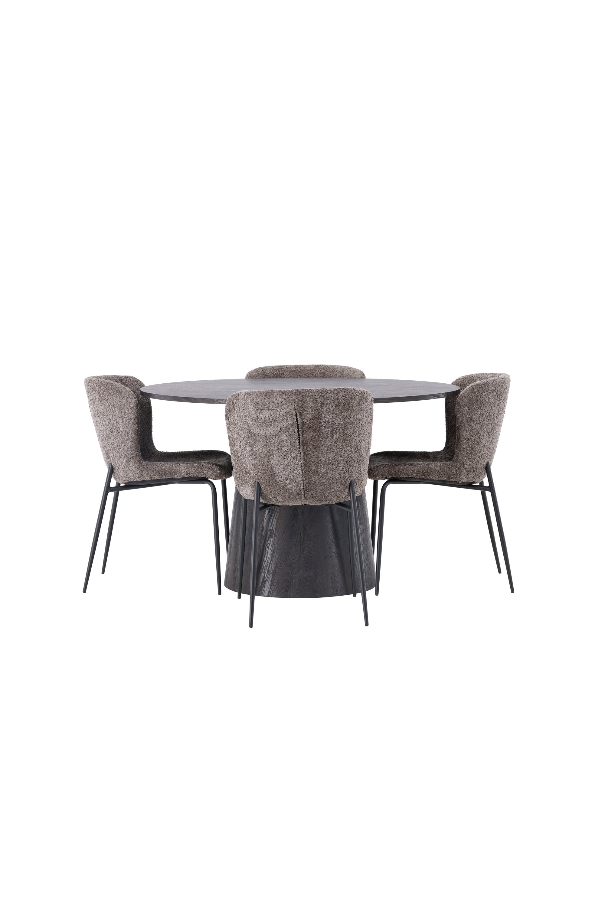 Lanzo Esszimmerset + Modesto ⌀120cm/4St. in Braun / Schwarz / Dunkelgrau präsentiert im Onlineshop von KAQTU Design AG. Esszimmerset ist von Venture Home