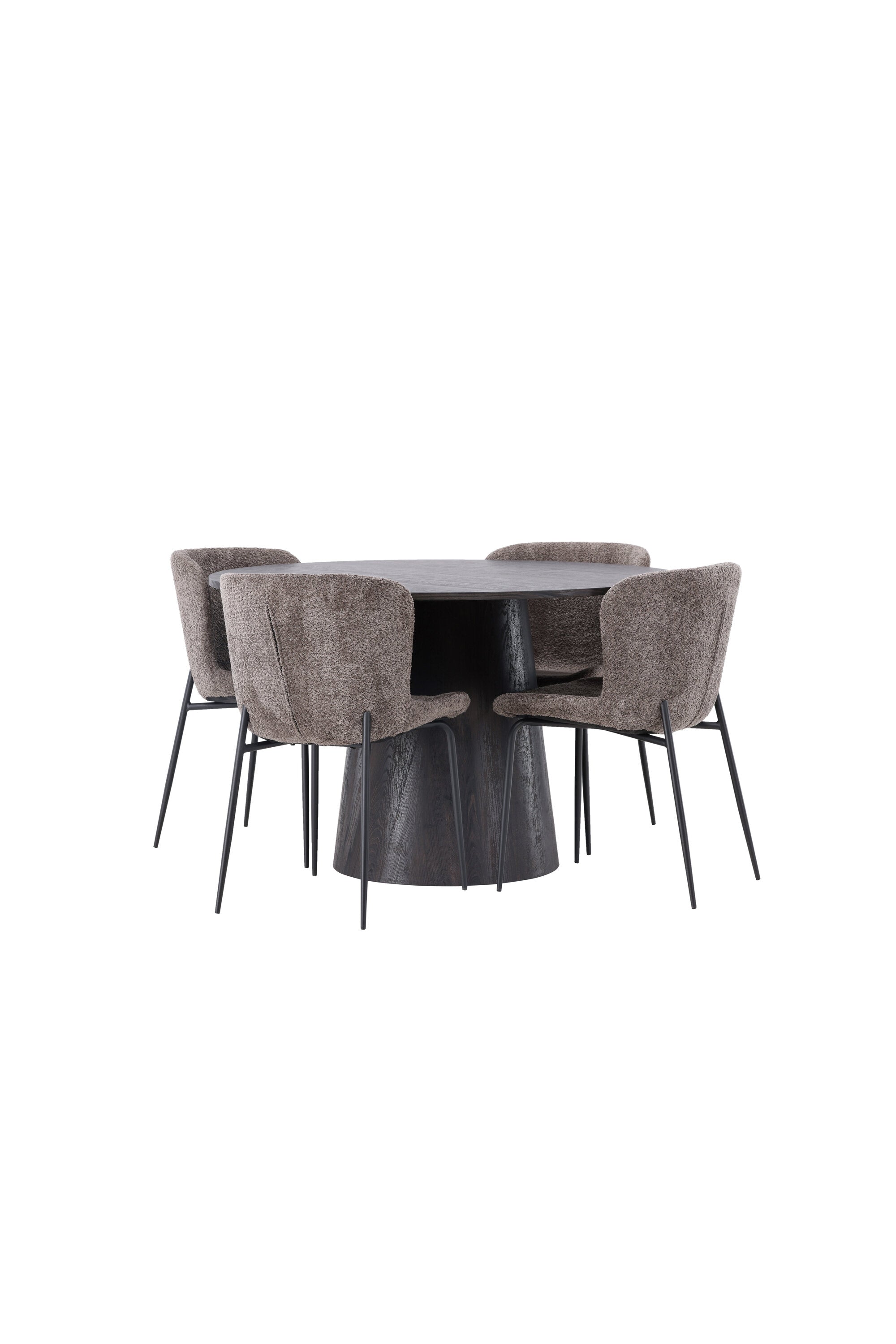 Lanzo Esszimmerset + Modesto ⌀120cm/4St. in Braun / Schwarz / Dunkelgrau präsentiert im Onlineshop von KAQTU Design AG. Esszimmerset ist von Venture Home