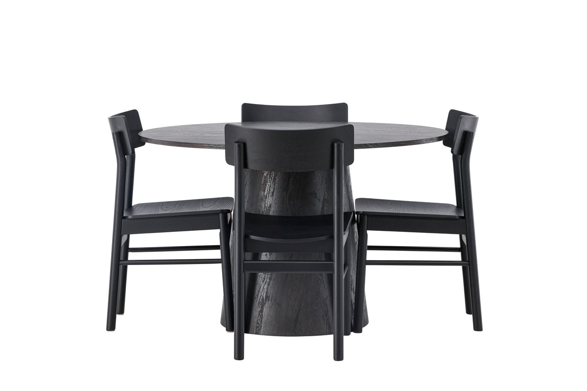 Lanzo Esszimmerset + Montros ⌀120cm/4St. in Braun / Schwarz präsentiert im Onlineshop von KAQTU Design AG. Esszimmerset ist von Venture Home