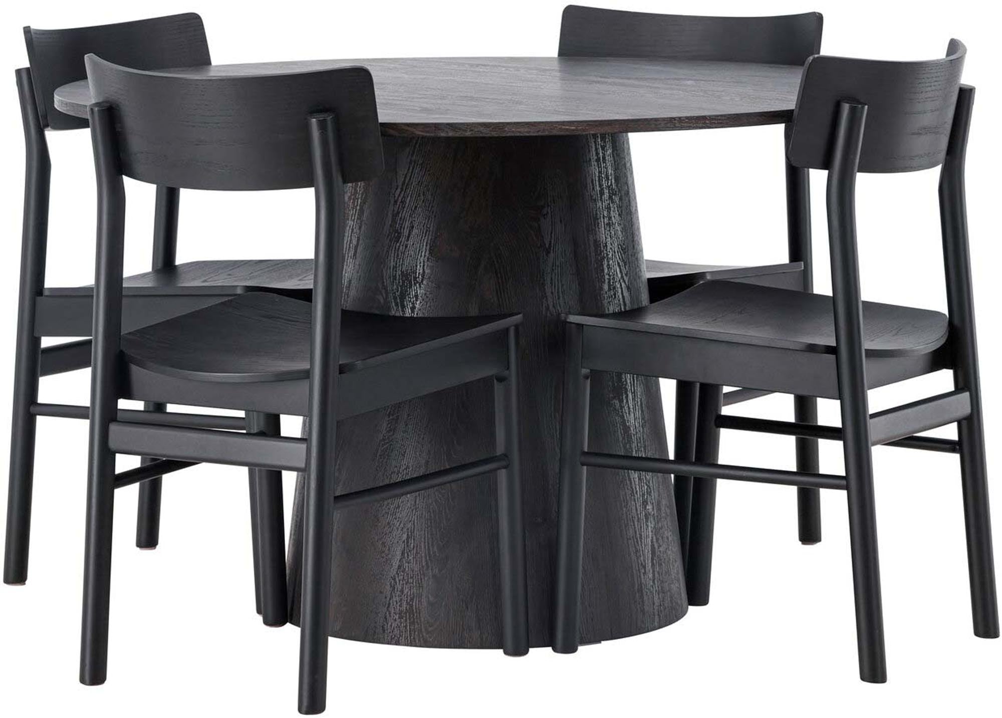 Entdecken Sie das elegante Lanzo Esszimmerset mit 120 cm Tisch und 4 ergonomischen Montros-Stühlen. Perfekt für stilvolle Esszimmer und gesellige Abende.