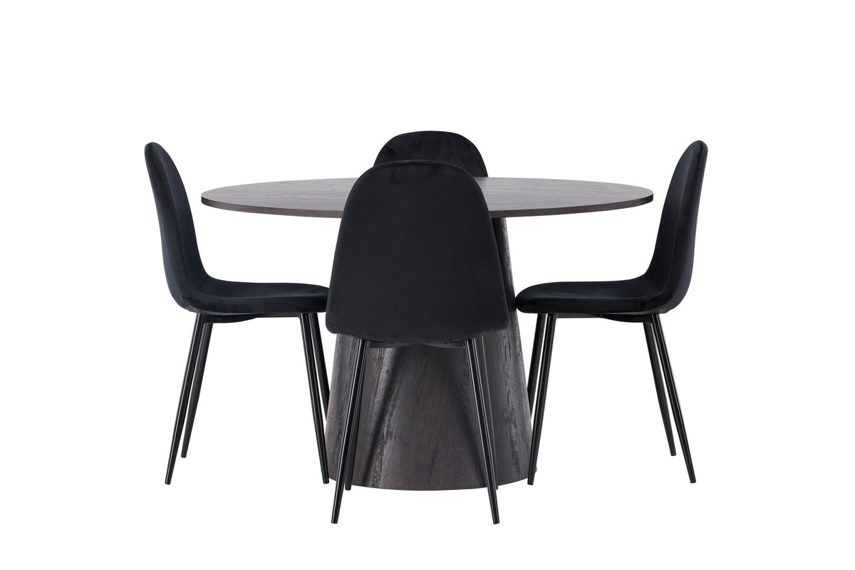 Lanzo Esszimmerset + Polar ⌀120cm/4St. in Braun / Schwarz präsentiert im Onlineshop von KAQTU Design AG. Esszimmerset ist von Venture Home