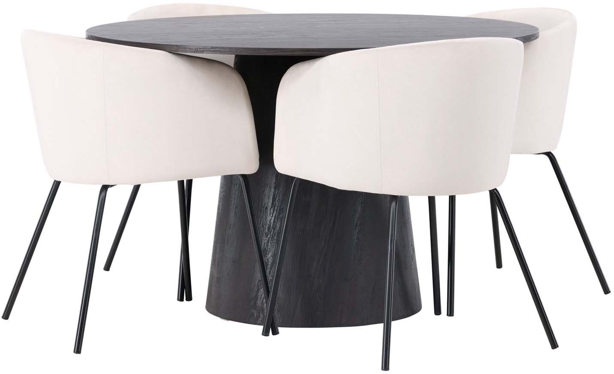 Venture Home: Lanzo Esszimmerset, runder Tisch & 4 Stühle, modern.