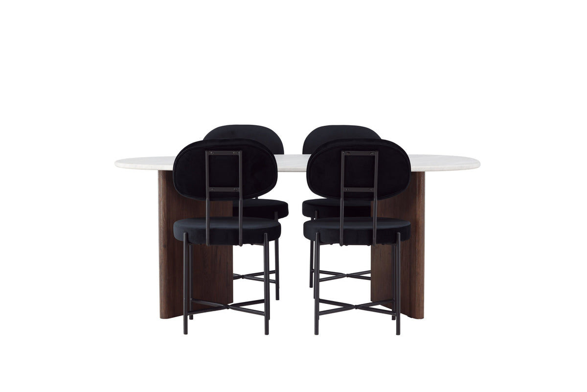 Grönvik Esszimmerset + Stella 180cm/4St. in Schwarz präsentiert im Onlineshop von KAQTU Design AG. Esszimmerset ist von Venture Home