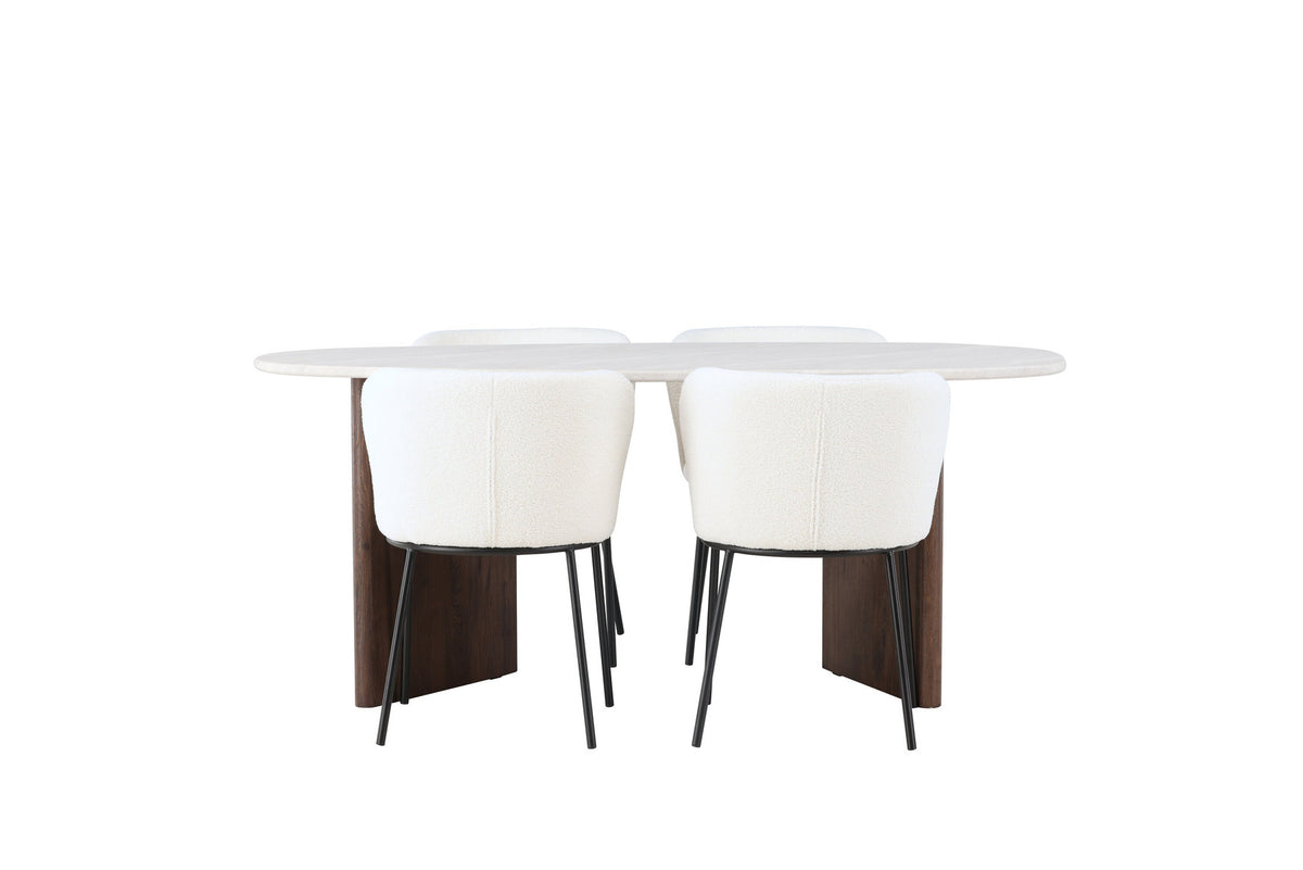 Grönvik Esszimmerset + Edina 180cm/4St. in Schwarz-Weiss präsentiert im Onlineshop von KAQTU Design AG. Esszimmerset ist von Venture Home