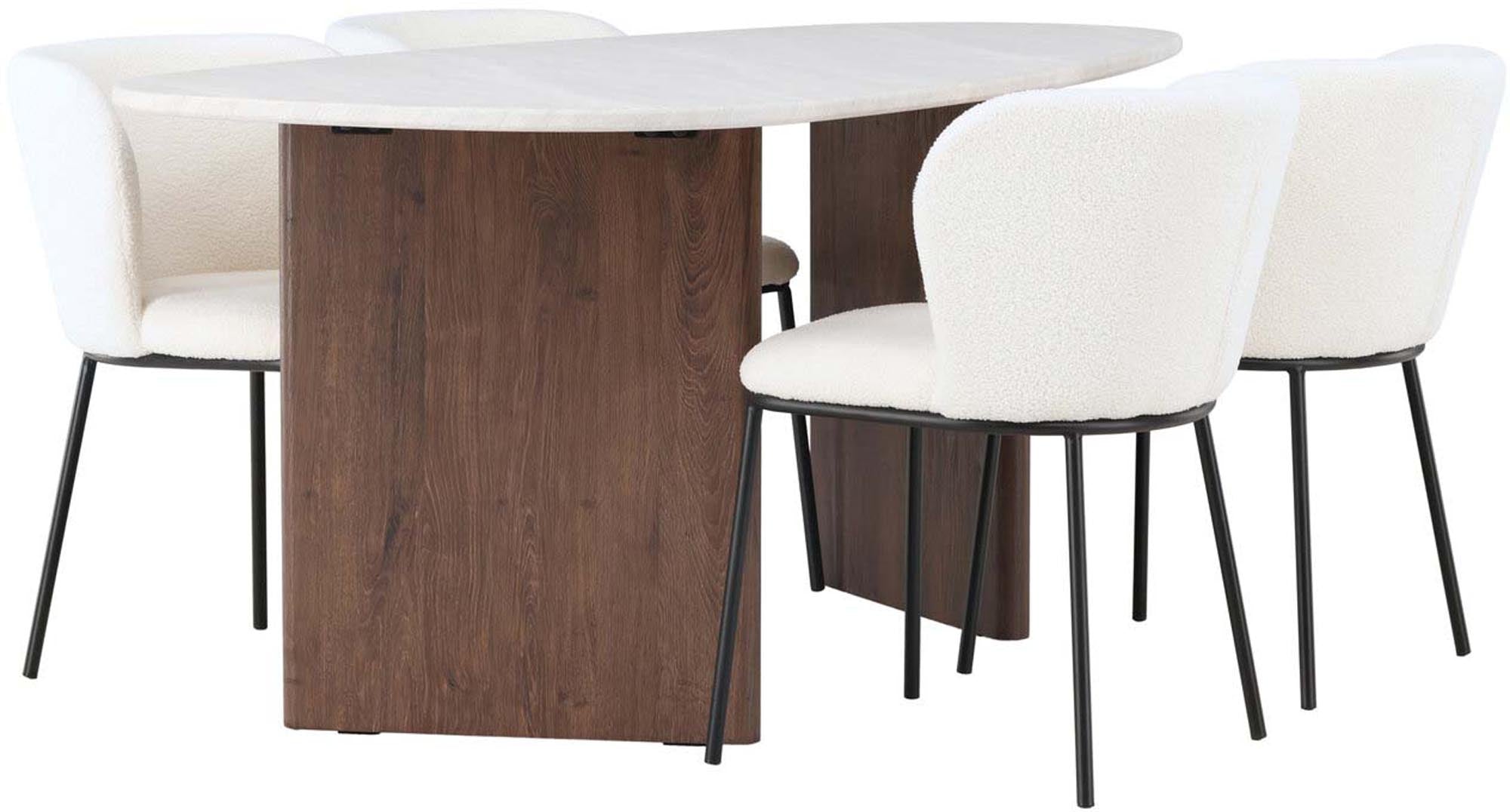 Modernes Grönvik Esszimmerset mit 4 Edina Stühlen, 180cm, von Venture Home.