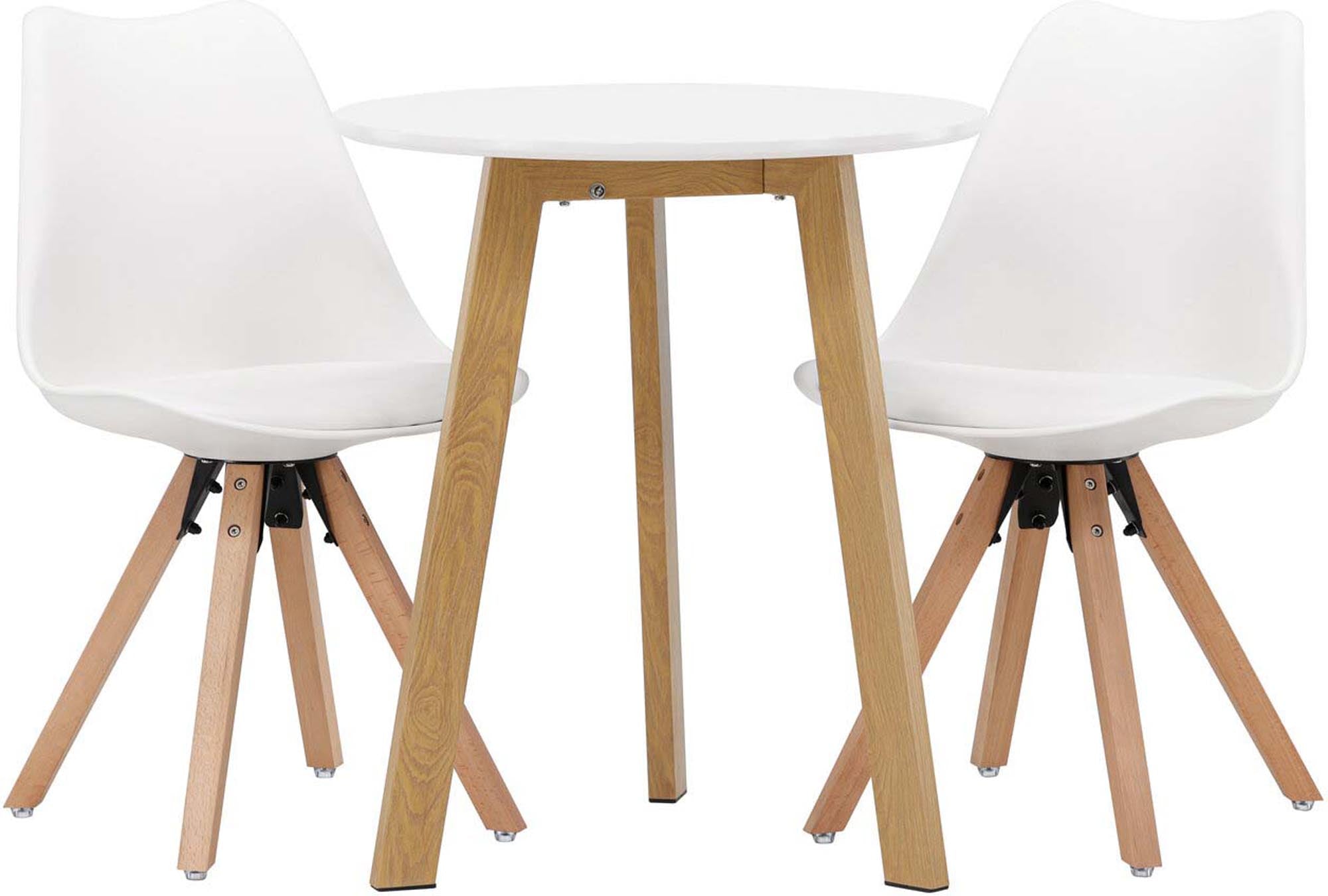 Elegantes Esszimmerset Leonora mit Zeno Tisch und Stühlen, ideal für gemütliche Essbereiche und stilvolle Akzente in Ihrem Zuhause.