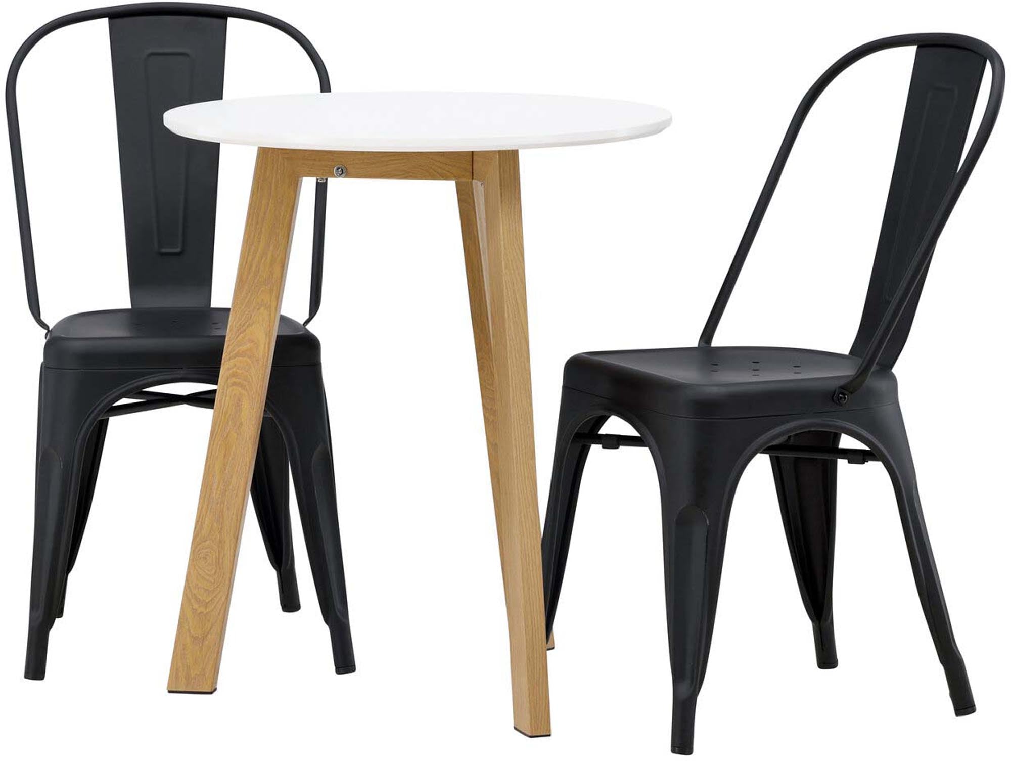 Leonora Esstisch von Venture Home: Stilvoller runder Tisch mit Eichenoptik und pflegeleichter MDF-Oberfläche für gesellige Momente.