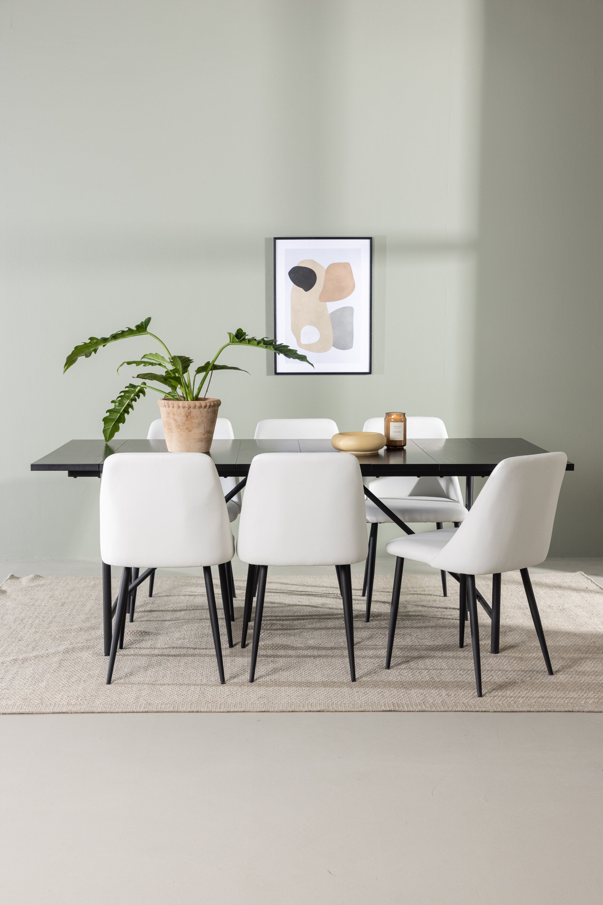 Astrid Esszimmerset + Night 200cm/6St. in Schwarz-Weiss präsentiert im Onlineshop von KAQTU Design AG. Esszimmerset ist von Venture Home