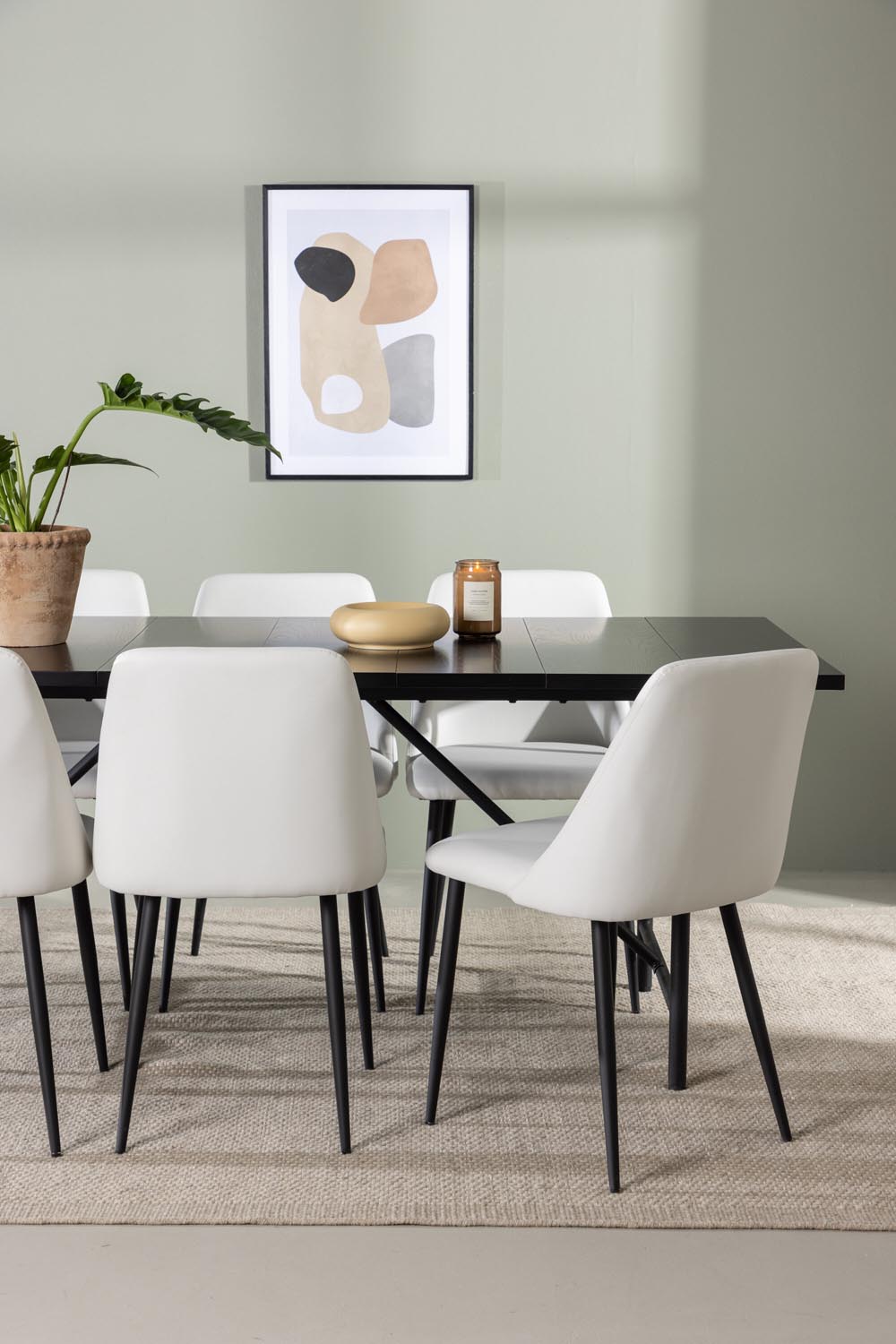 Astrid Esszimmerset + Night 200cm/6St. in Schwarz-Weiss präsentiert im Onlineshop von KAQTU Design AG. Esszimmerset ist von Venture Home