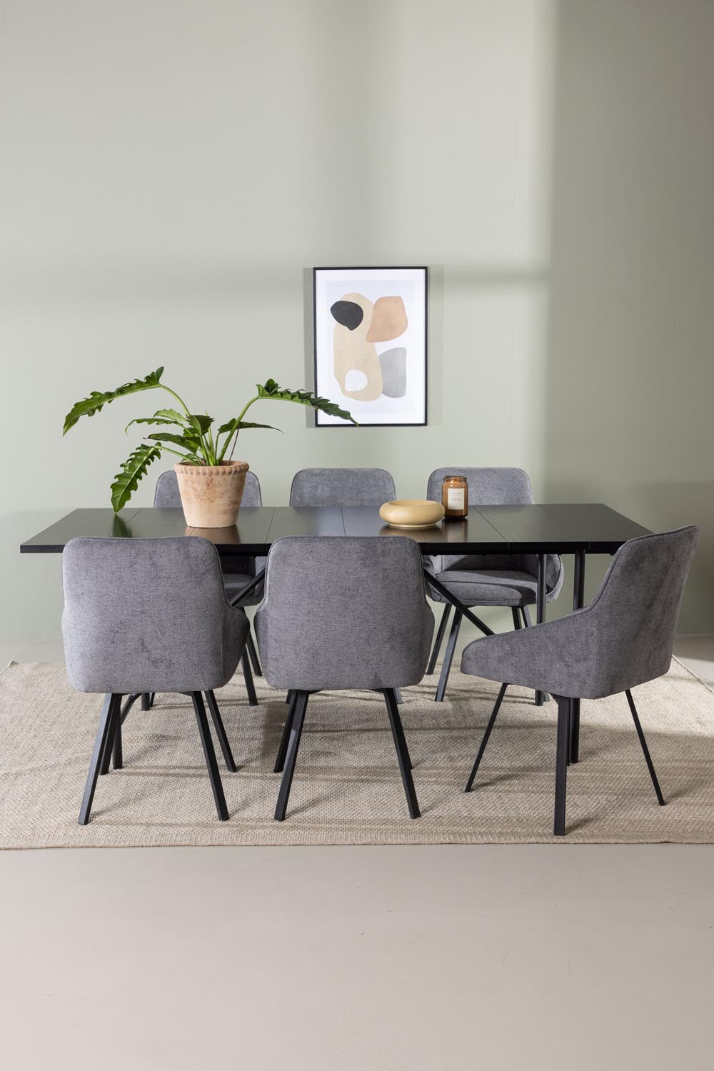 Astrid Esszimmerset + Rosie 200cm/6St. in Schwarzgrau präsentiert im Onlineshop von KAQTU Design AG. Esszimmerset ist von Venture Home