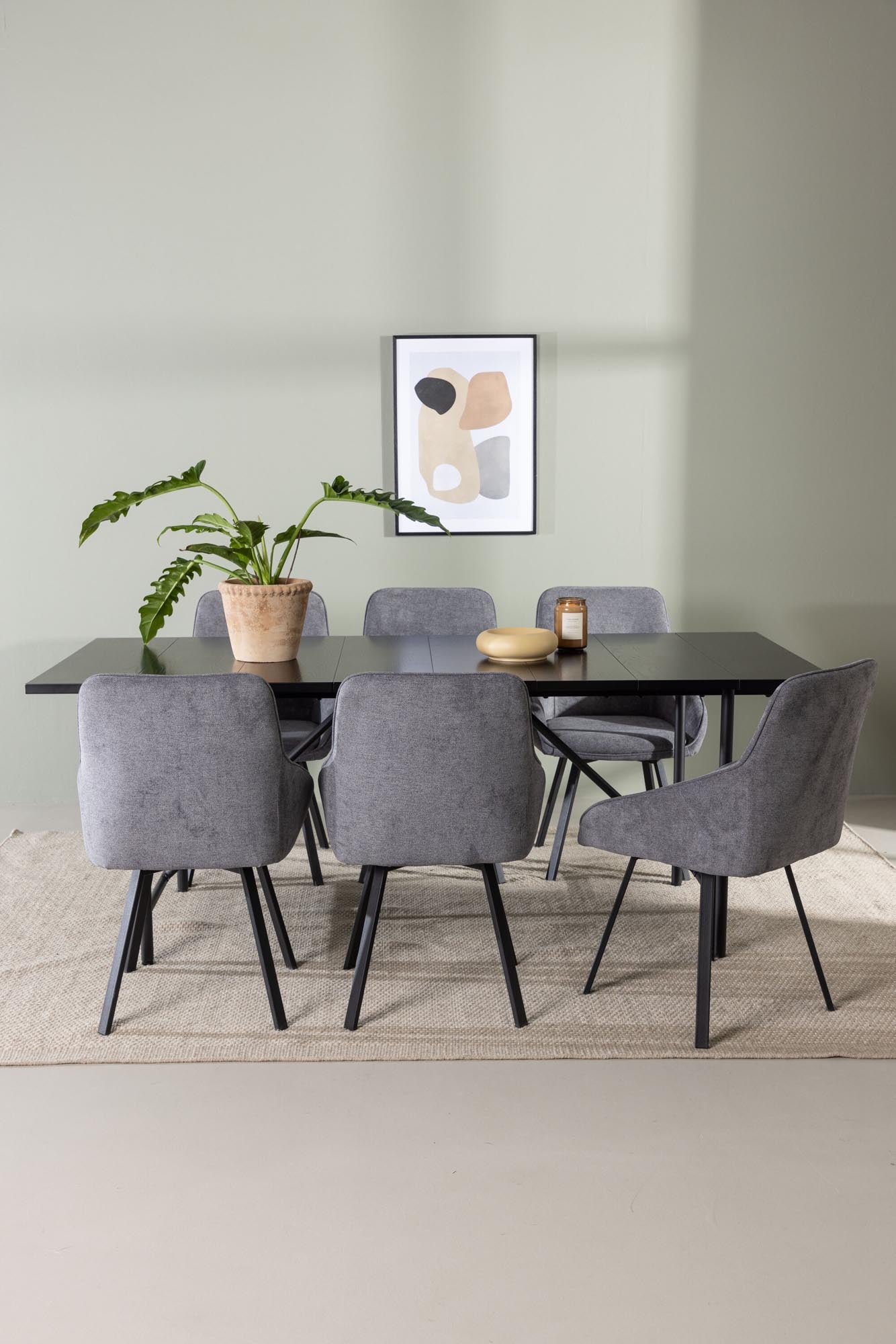 Elegantes Esszimmerset Astrid mit 200 cm Tisch und 6 bequemen Rosie-Stühlen. Ideal für stilvolle Dinner und gesellige Zusammenkünfte.