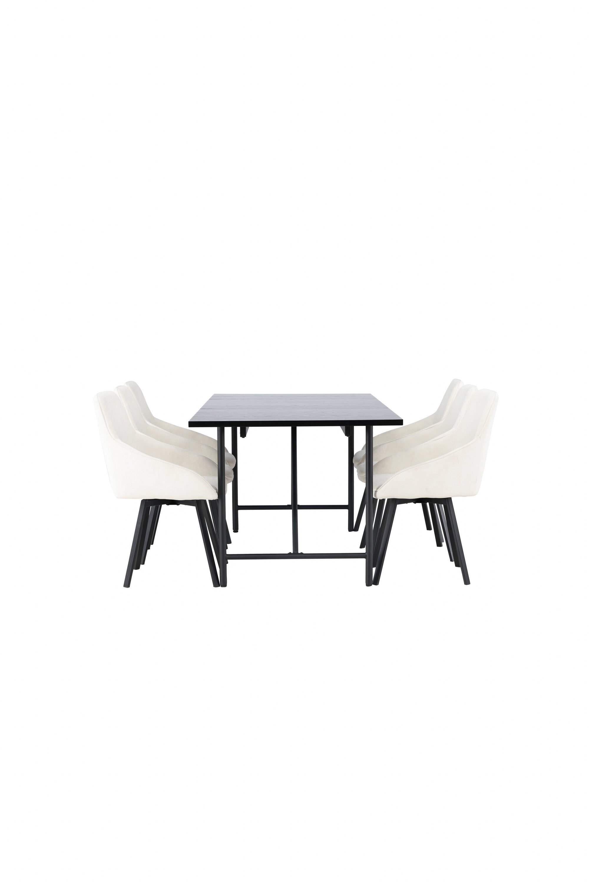 Astrid Esszimmerset + Rosie 200cm/6St. in Beige, Schwarz präsentiert im Onlineshop von KAQTU Design AG. Esszimmerset ist von Venture Home