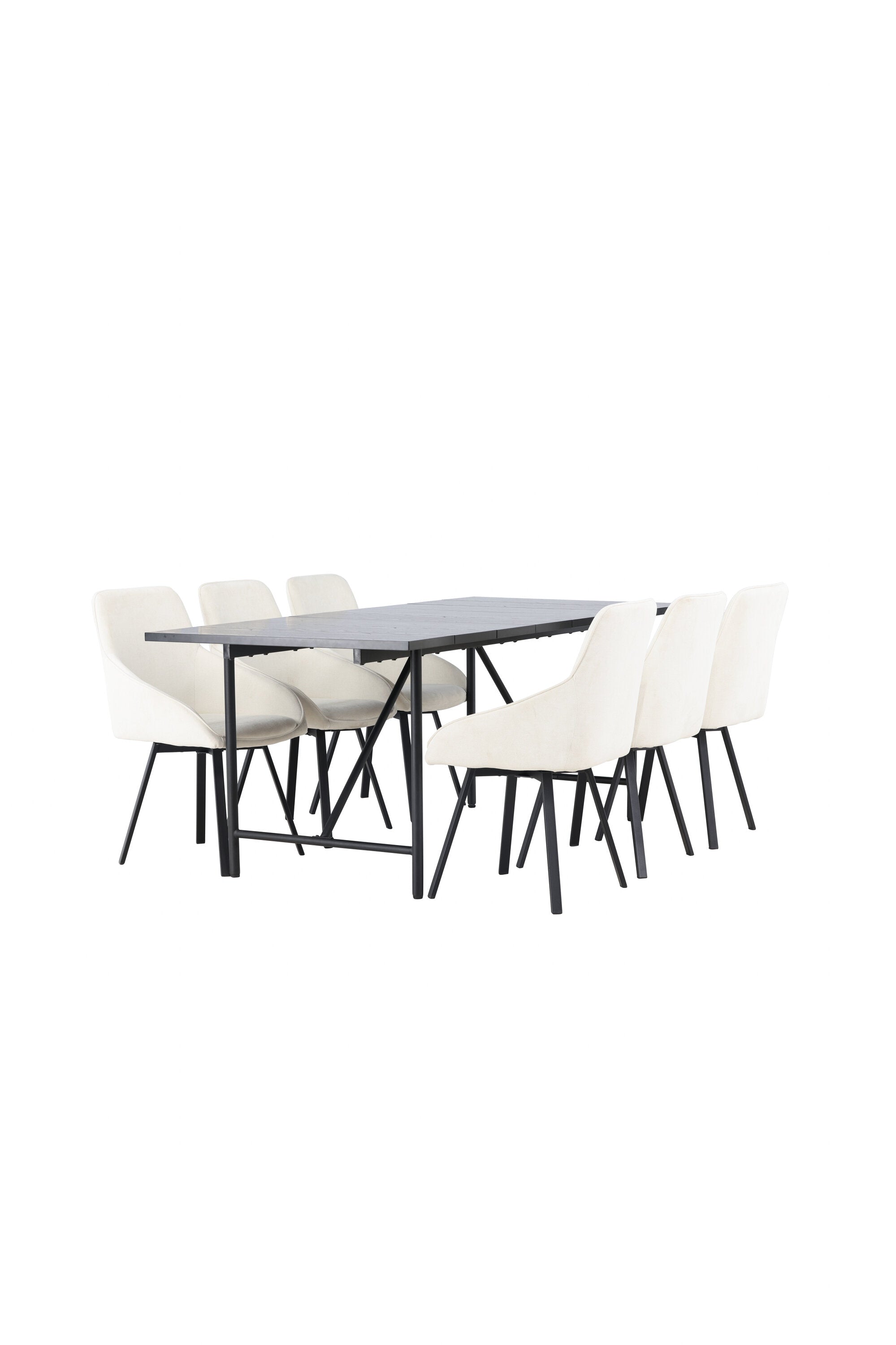 Astrid Esszimmerset + Rosie 200cm/6St. in Beige, Schwarz präsentiert im Onlineshop von KAQTU Design AG. Esszimmerset ist von Venture Home