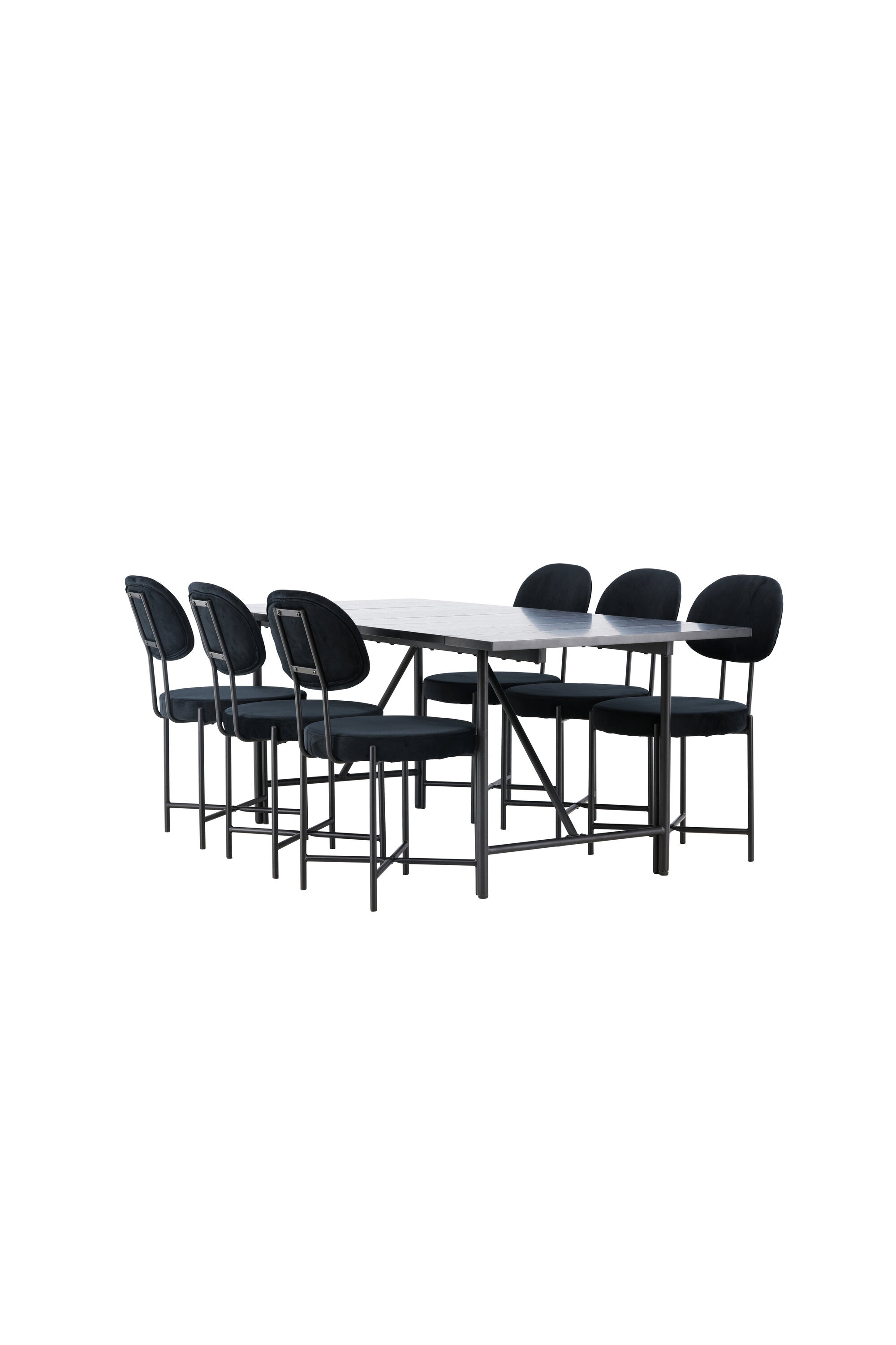 Astrid Esszimmerset + Stella 200cm/6St. in Schwarz präsentiert im Onlineshop von KAQTU Design AG. Esszimmerset ist von Venture Home