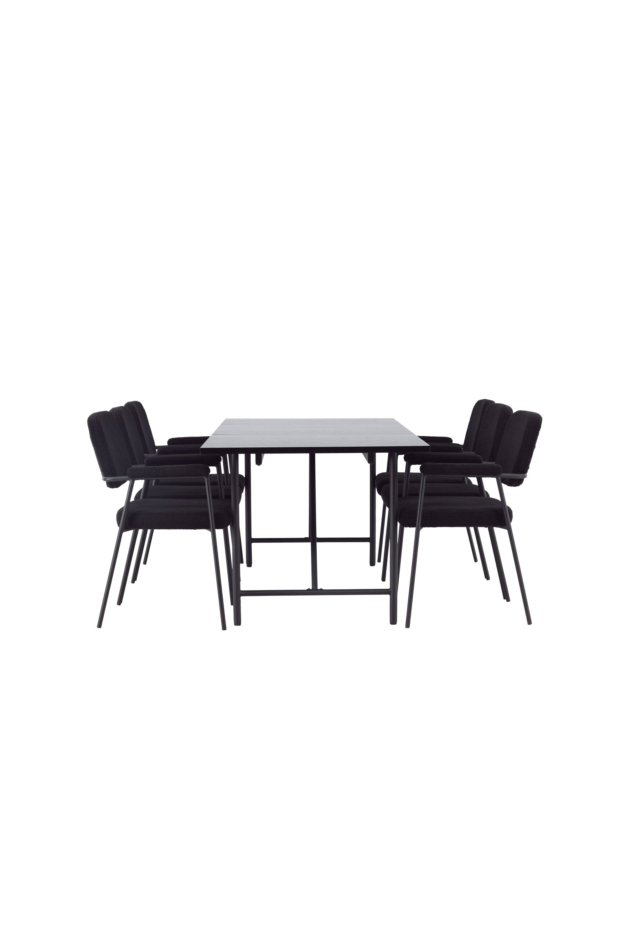 Astrid Esszimmerset + Yesterday 200cm/6St. in Schwarz präsentiert im Onlineshop von KAQTU Design AG. Esszimmerset ist von Venture Home