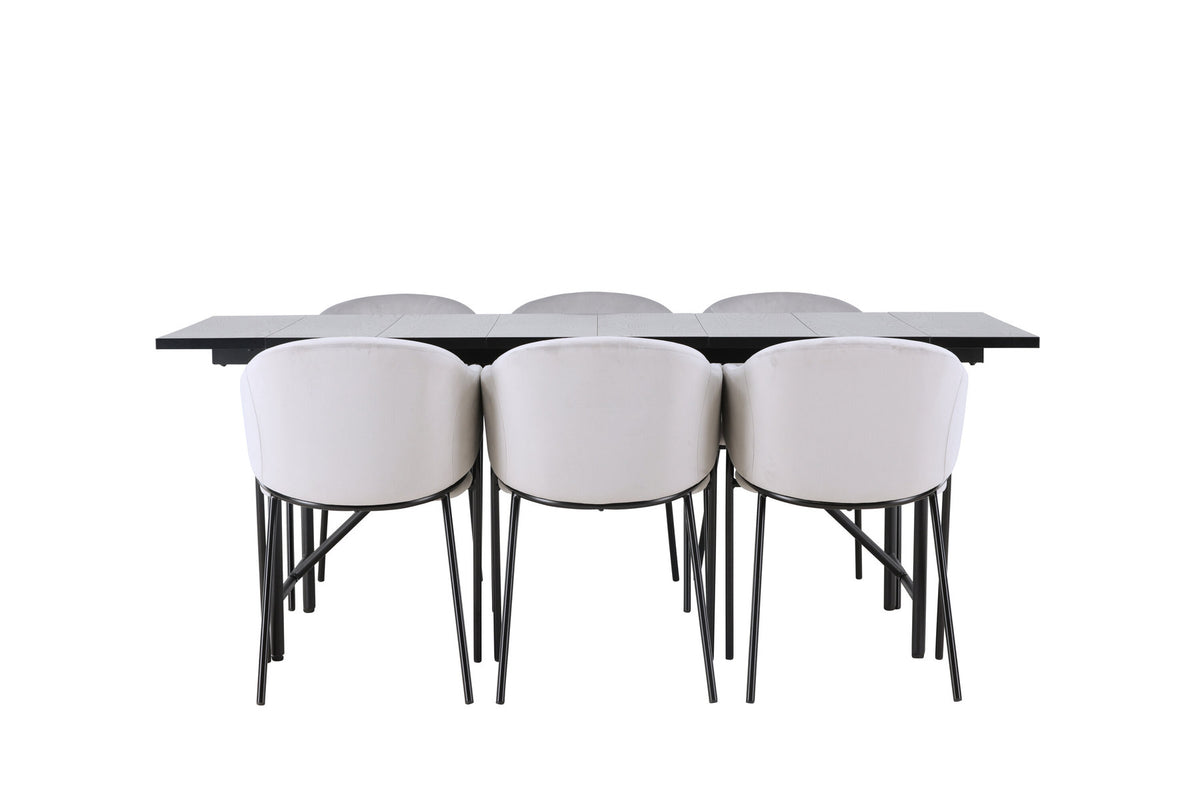 Astrid Esszimmerset + Evelina 200cm/6St. in Schwarzgrau präsentiert im Onlineshop von KAQTU Design AG. Esszimmerset ist von Venture Home
