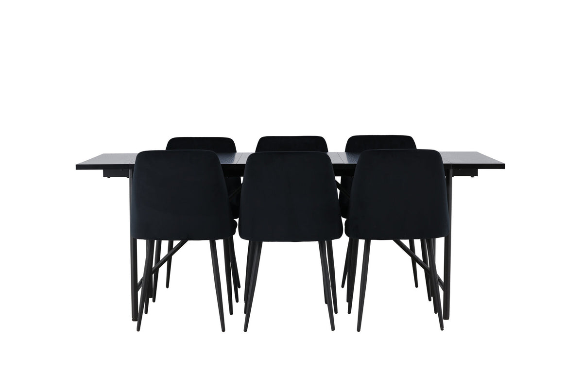 Astrid Esszimmerset + Night 200cm/6St. in Schwarz präsentiert im Onlineshop von KAQTU Design AG. Esszimmerset ist von Venture Home