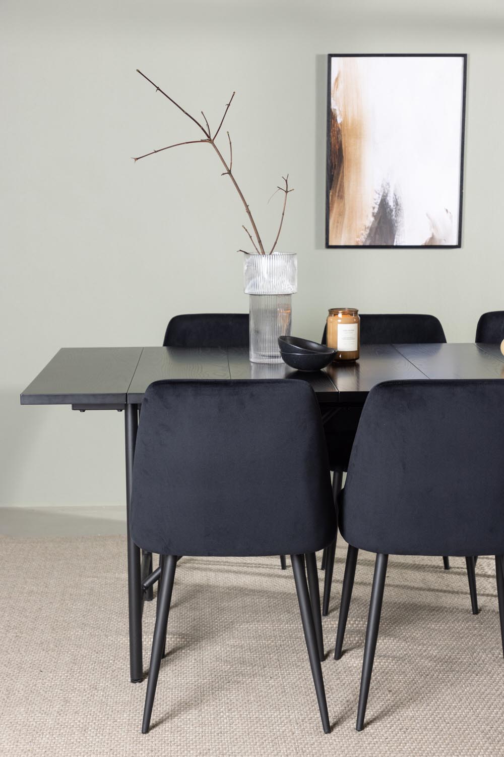Astrid Esszimmerset + Night 200cm/6St. in Schwarz präsentiert im Onlineshop von KAQTU Design AG. Esszimmerset ist von Venture Home