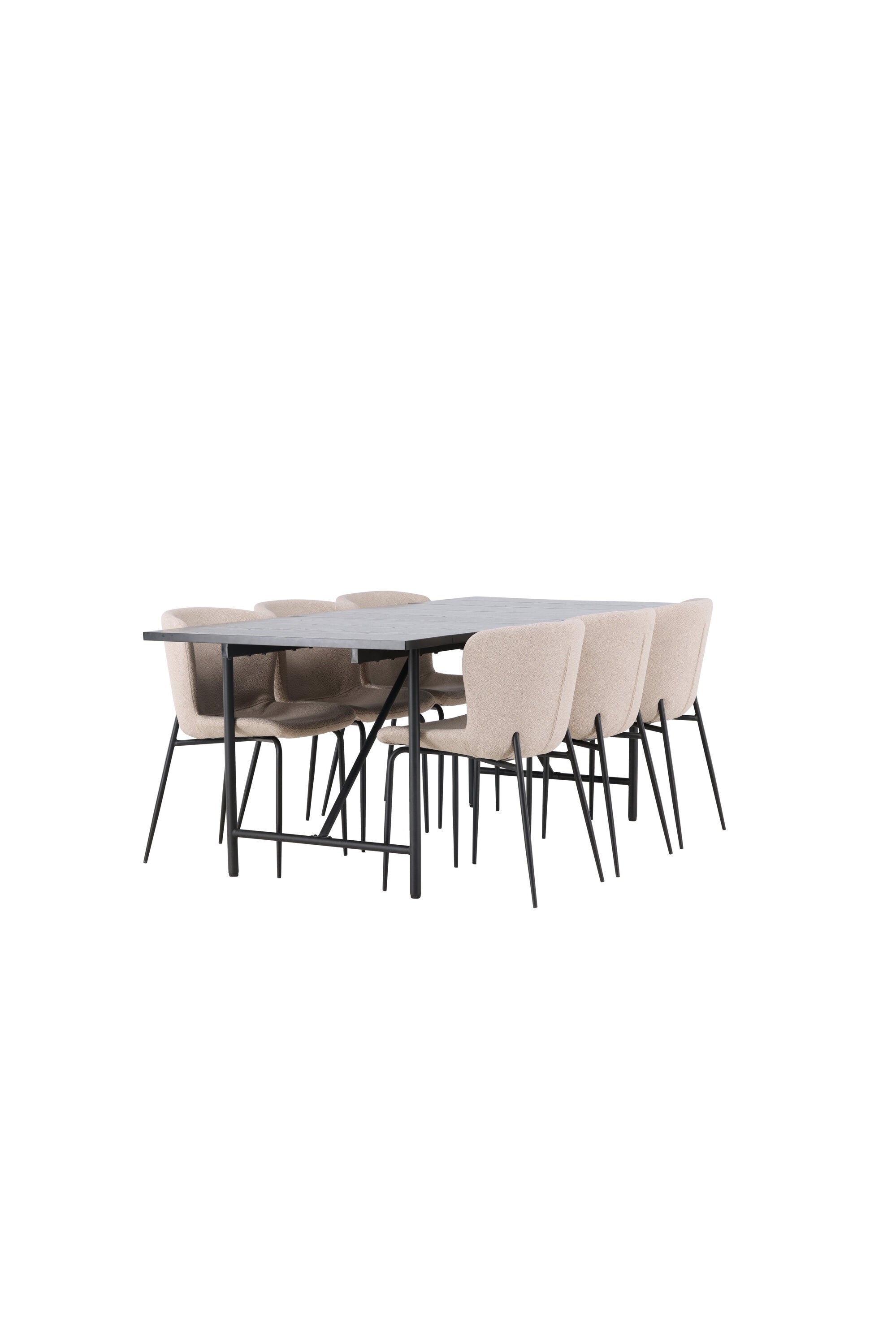 Astrid Esszimmerset + Modesto 200cm/6St. in Beige, Schwarz präsentiert im Onlineshop von KAQTU Design AG. Esszimmerset ist von Venture Home