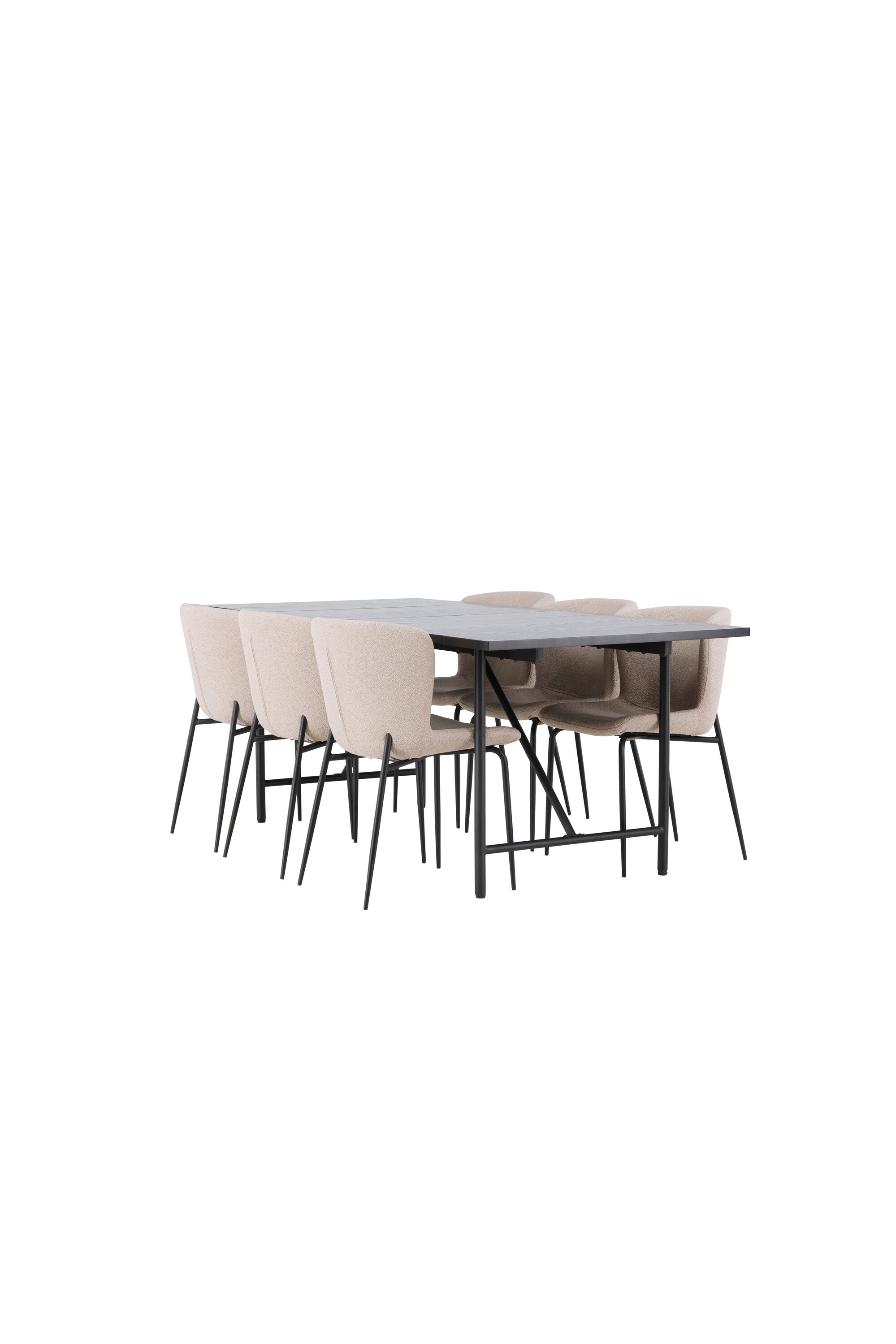 Astrid Esszimmerset + Modesto 200cm/6St. in Beige, Schwarz präsentiert im Onlineshop von KAQTU Design AG. Esszimmerset ist von Venture Home
