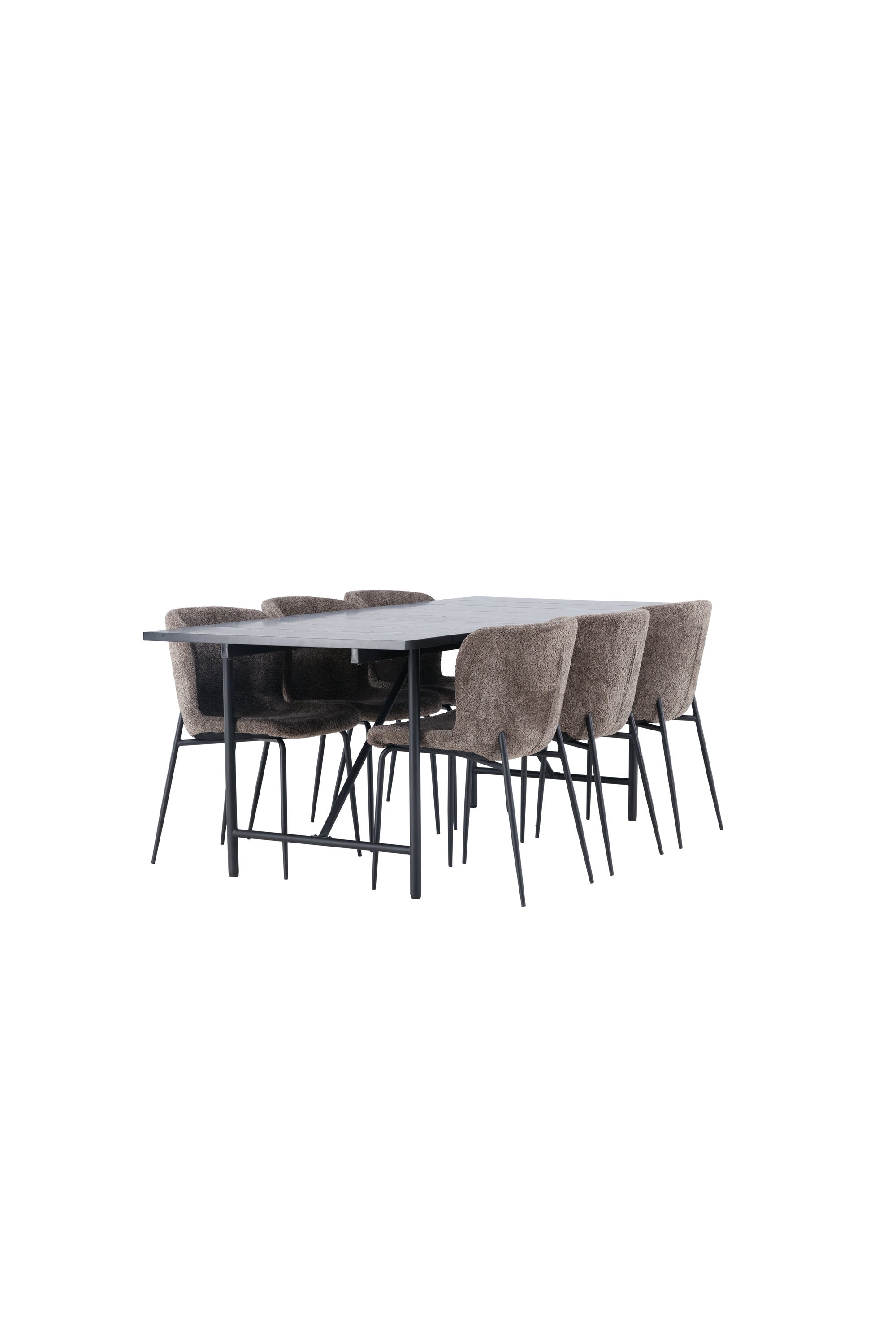 Astrid Esszimmerset + Modesto 200cm/6St. in Schwarz, Dunkelgrau präsentiert im Onlineshop von KAQTU Design AG. Esszimmerset ist von Venture Home