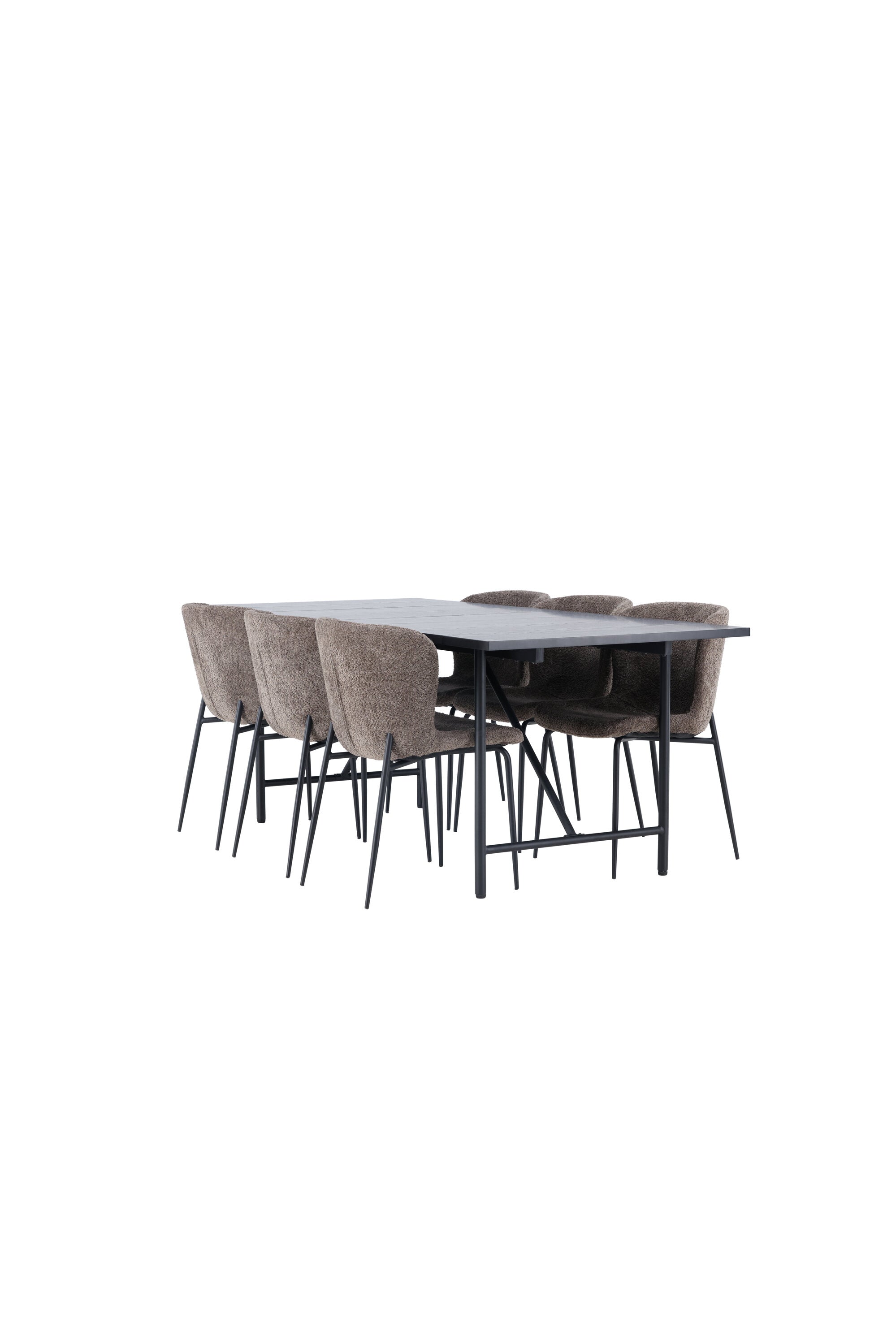 Astrid Esszimmerset + Modesto 200cm/6St. in Schwarz, Dunkelgrau präsentiert im Onlineshop von KAQTU Design AG. Esszimmerset ist von Venture Home