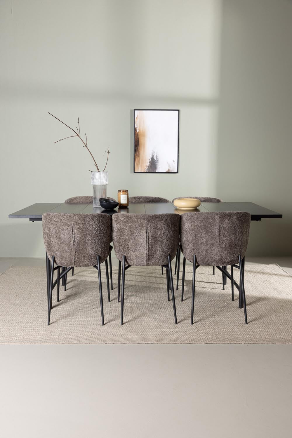 Astrid Esszimmerset + Modesto 200cm/6St. in Schwarz, Dunkelgrau präsentiert im Onlineshop von KAQTU Design AG. Esszimmerset ist von Venture Home