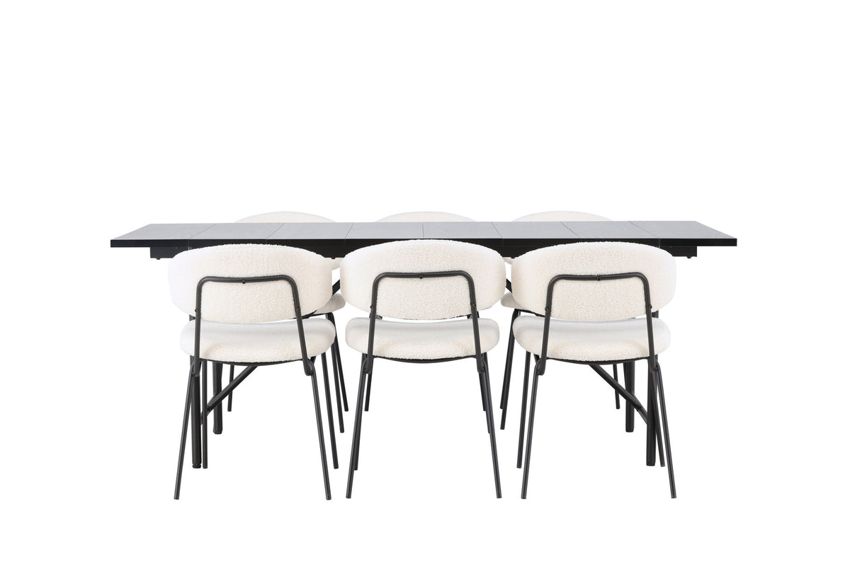 Astrid Esszimmerset + Chico 200cm/6St. in Weiss präsentiert im Onlineshop von KAQTU Design AG. Esszimmerset ist von Venture Home