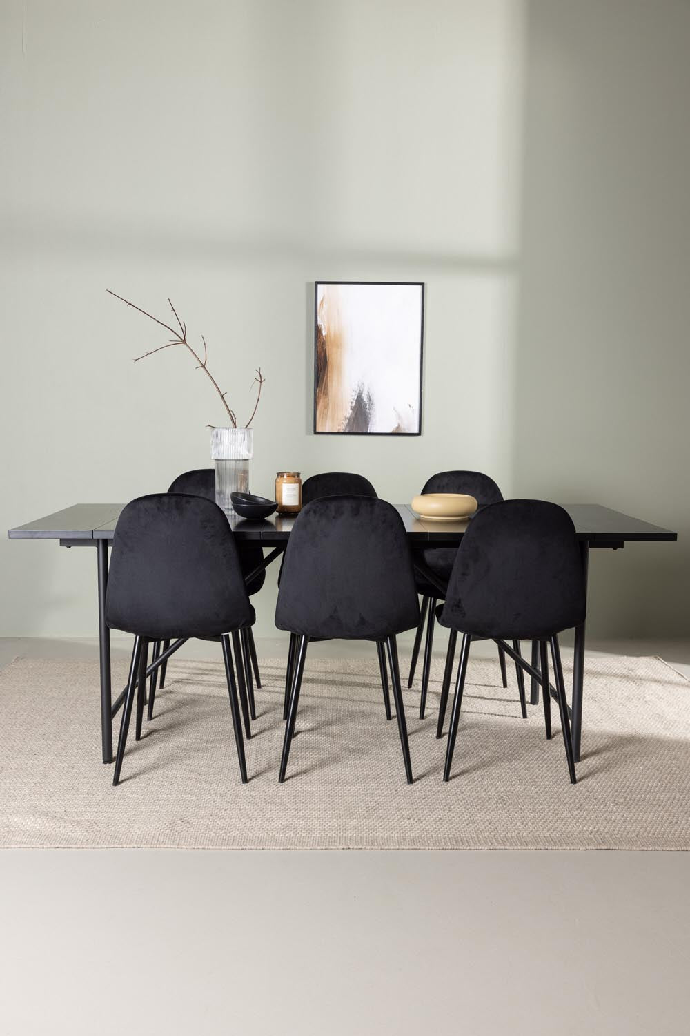 Astrid Esszimmerset + Polar 200cm/6St. in Schwarz präsentiert im Onlineshop von KAQTU Design AG. Esszimmerset ist von Venture Home