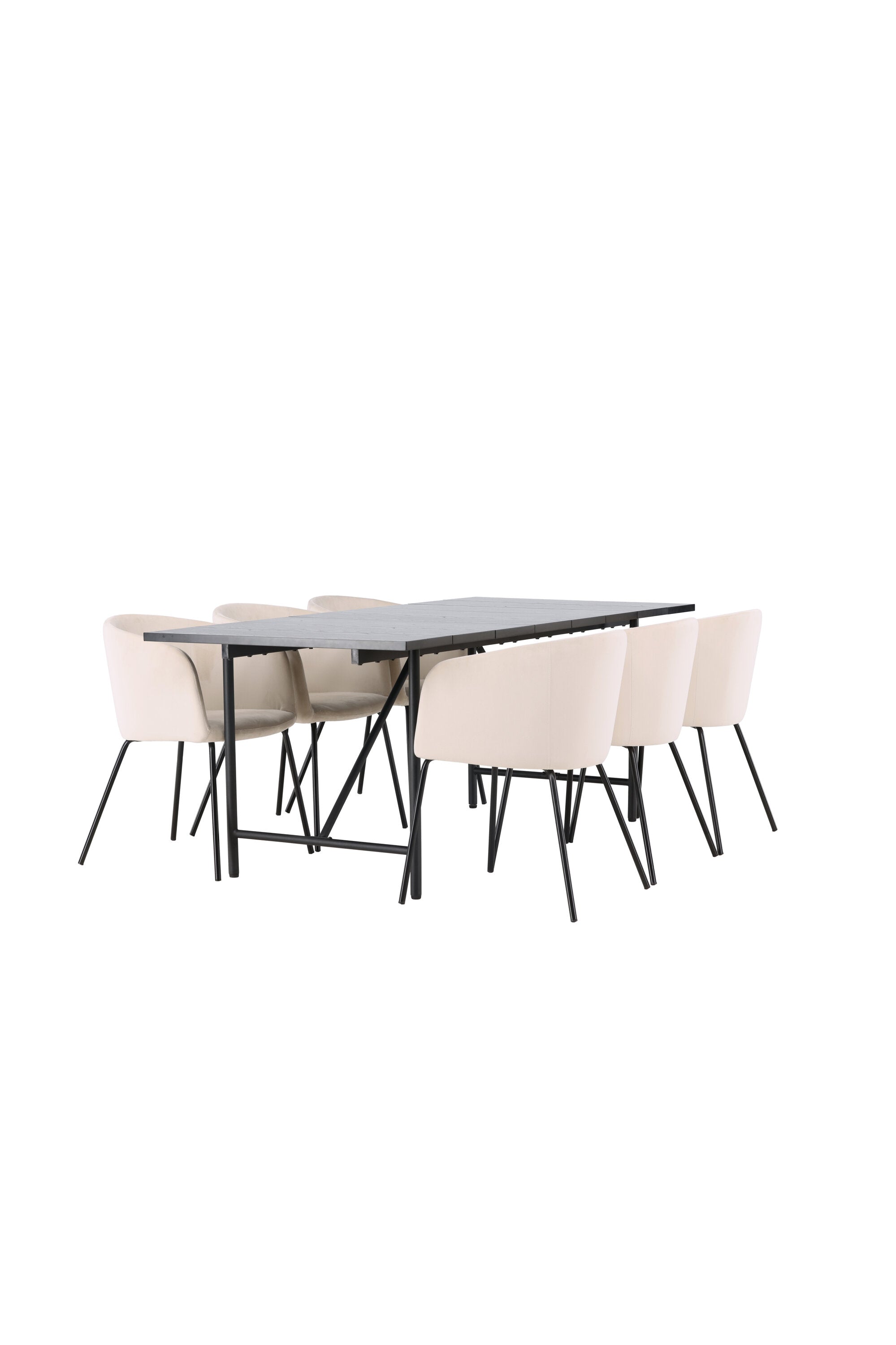 Astrid Esszimmerset + Berit 200cm/6St. in Beige, Schwarz präsentiert im Onlineshop von KAQTU Design AG. Esszimmerset ist von Venture Home