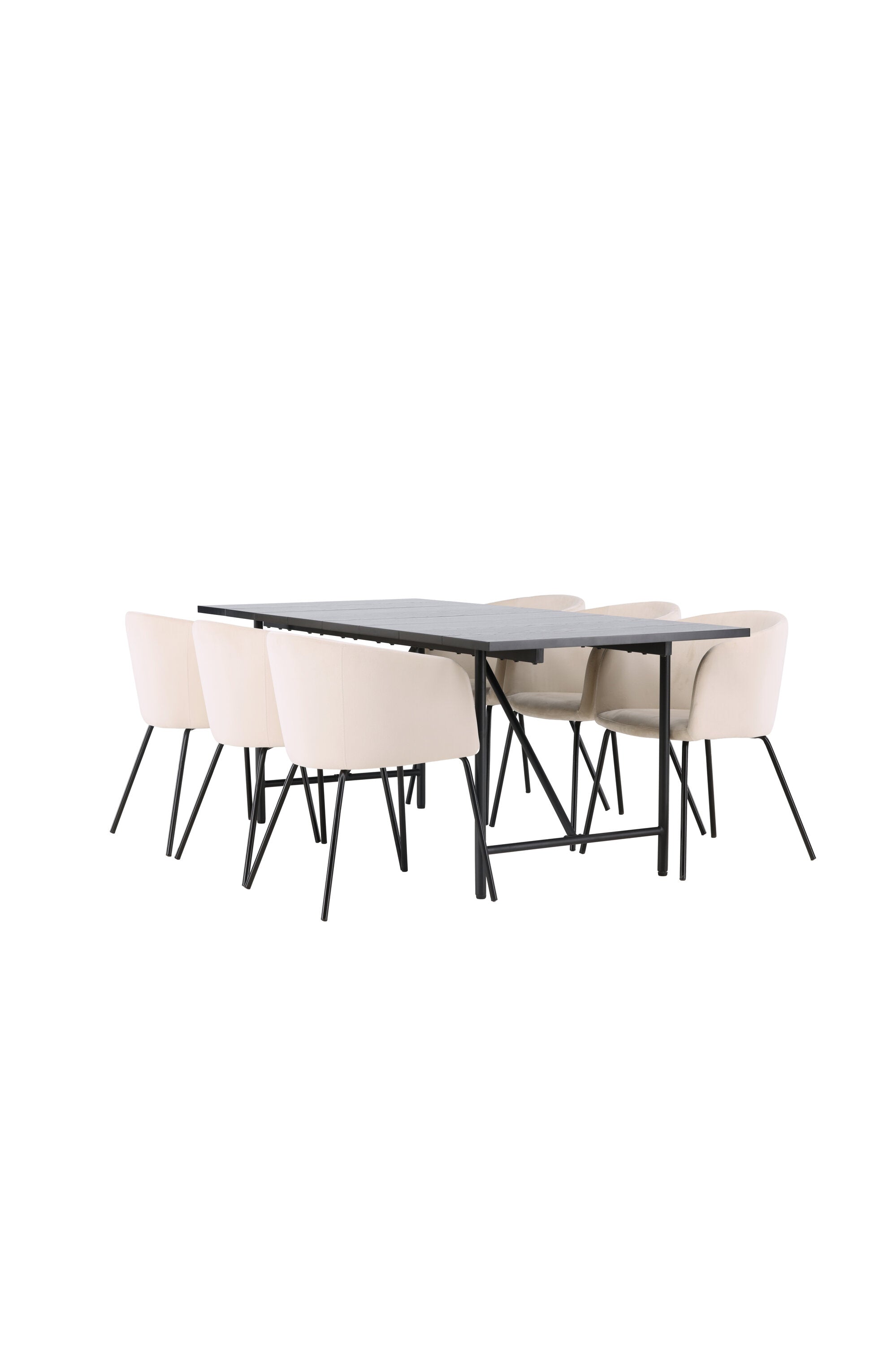 Astrid Esszimmerset + Berit 200cm/6St. in Beige, Schwarz präsentiert im Onlineshop von KAQTU Design AG. Esszimmerset ist von Venture Home