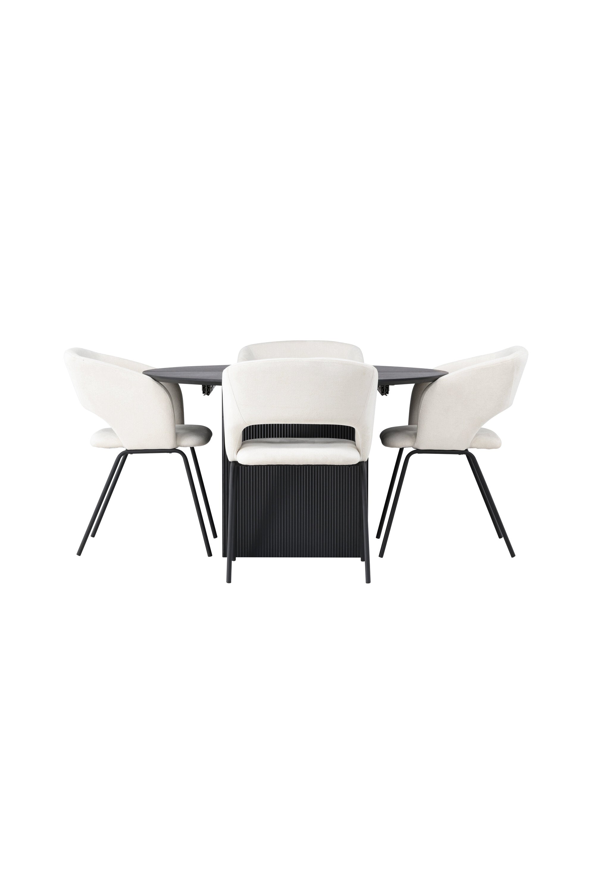 Matilda Esszimmerset + Day ⌀130cm/4St. in Schwarz, gebrochenes Weiss präsentiert im Onlineshop von KAQTU Design AG. Esszimmerset ist von Venture Home