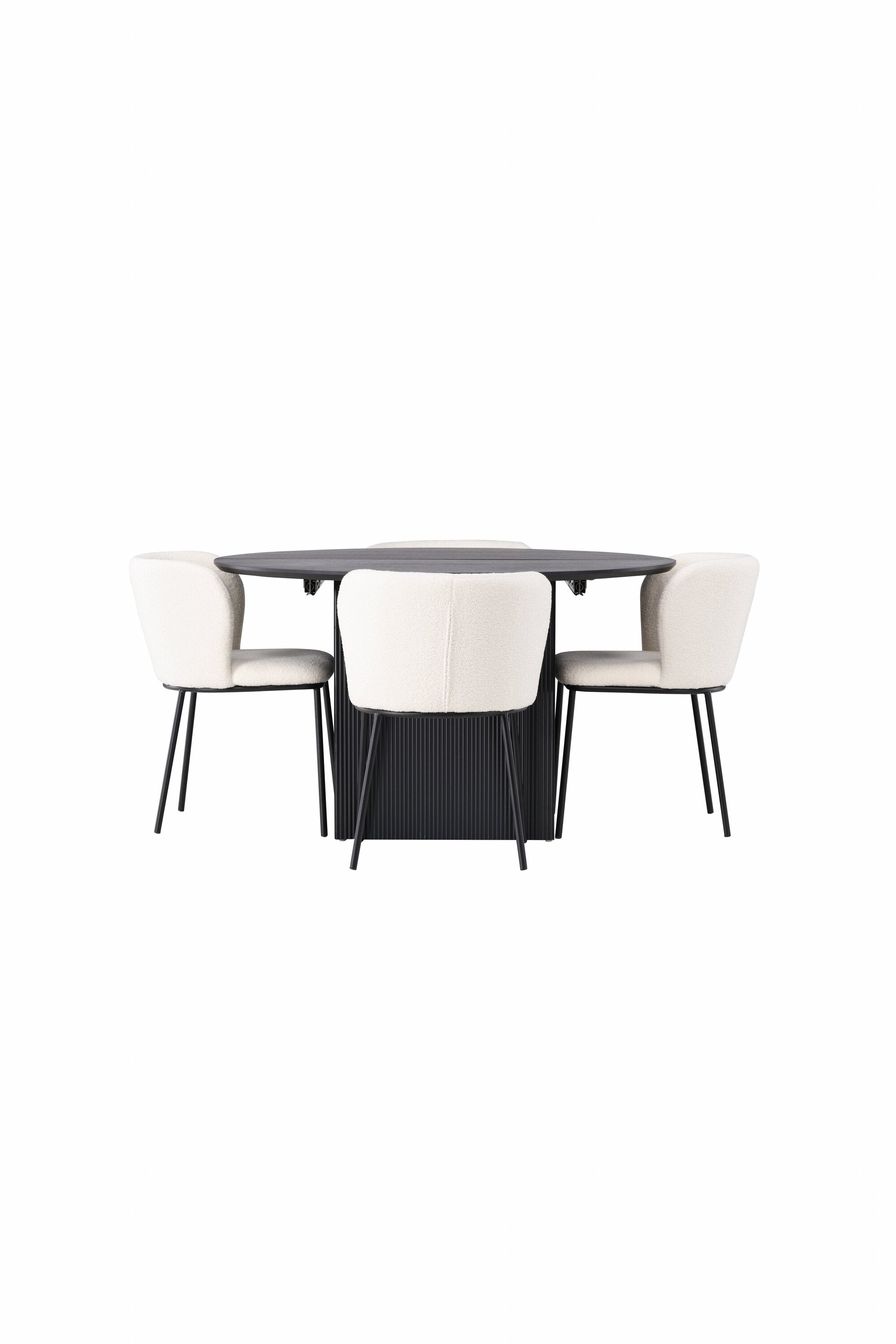 Matilda Esszimmerset + Edina ⌀130cm/4St. in Schwarz-Weiss präsentiert im Onlineshop von KAQTU Design AG. Esszimmerset ist von Venture Home