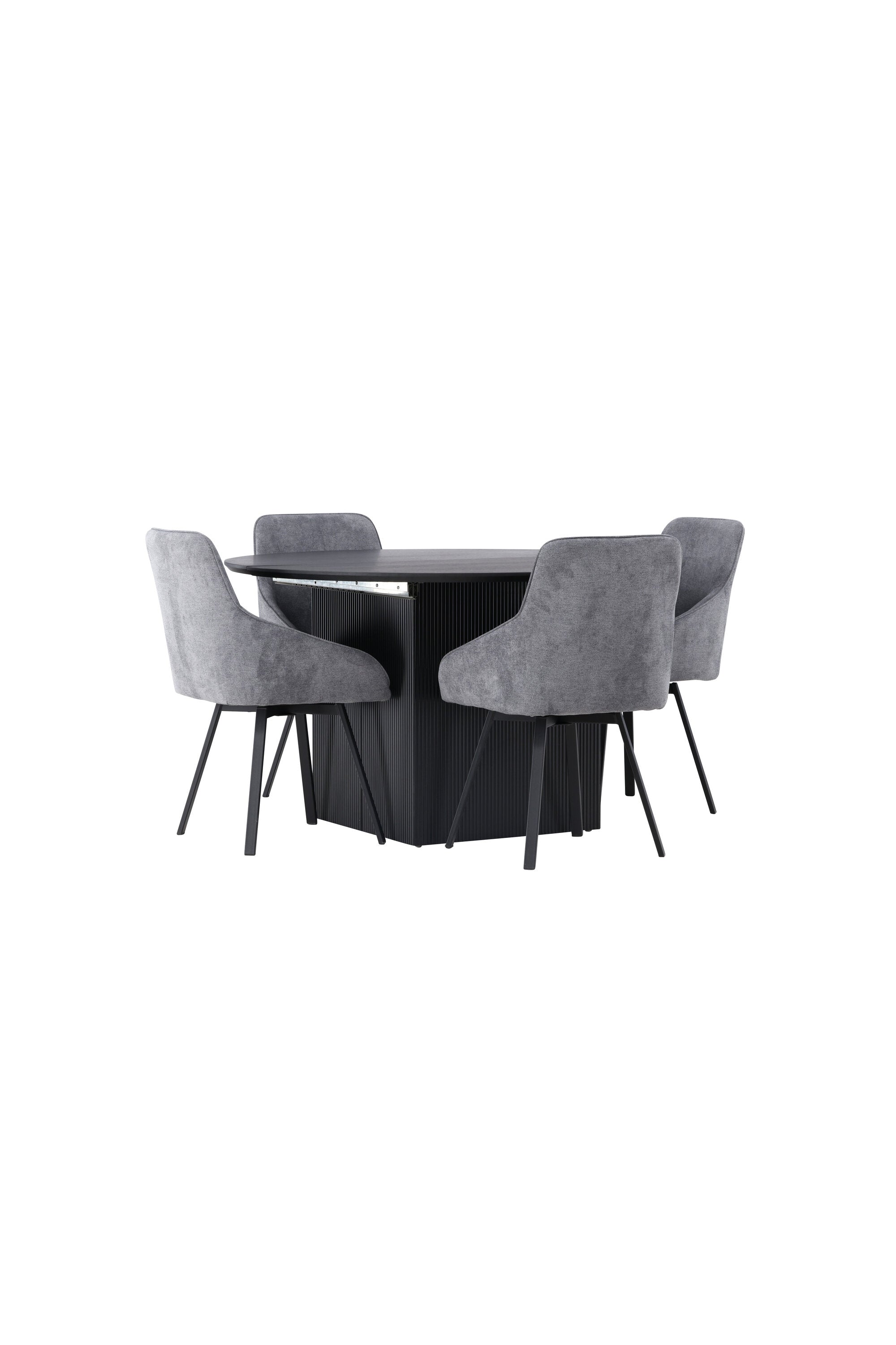 Matilda Esszimmerset + Rosie ⌀130cm/4St. in Schwarzgrau präsentiert im Onlineshop von KAQTU Design AG. Esszimmerset ist von Venture Home
