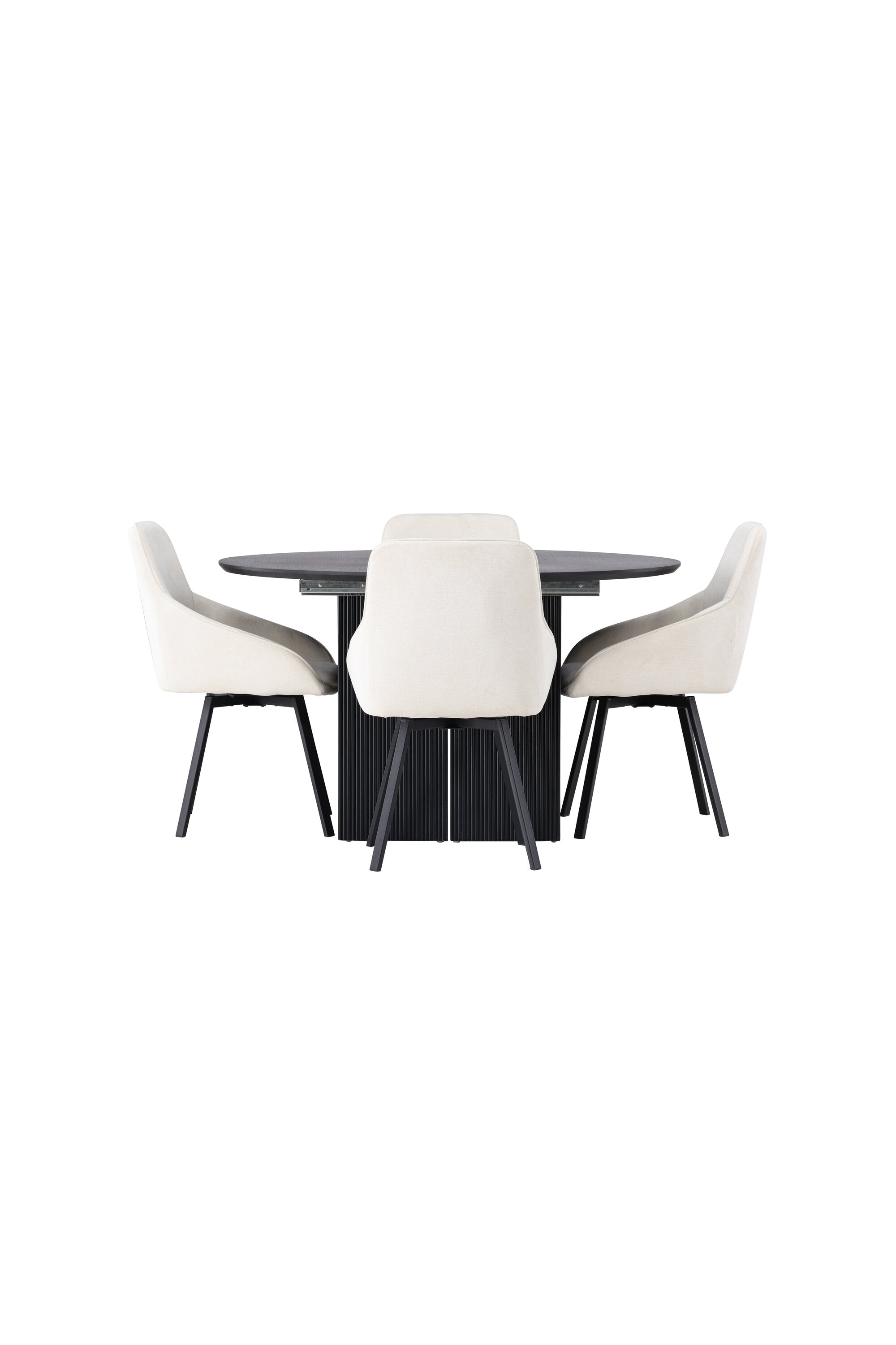 Matilda Esszimmerset + Rosie ⌀130cm/4St. in Beige, Schwarz präsentiert im Onlineshop von KAQTU Design AG. Esszimmerset ist von Venture Home