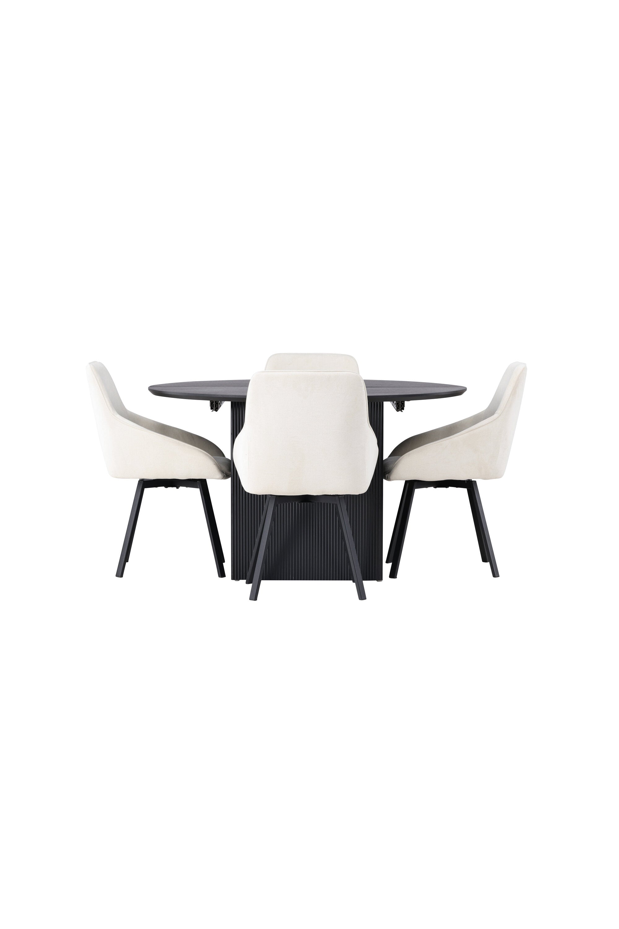Matilda Esszimmerset + Rosie ⌀130cm/4St. in Beige, Schwarz präsentiert im Onlineshop von KAQTU Design AG. Esszimmerset ist von Venture Home